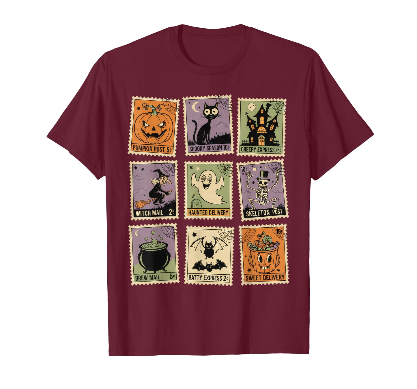 Vintage Halloween Stamp Retro Spooky Season Mail Postage Tee T-Shirt