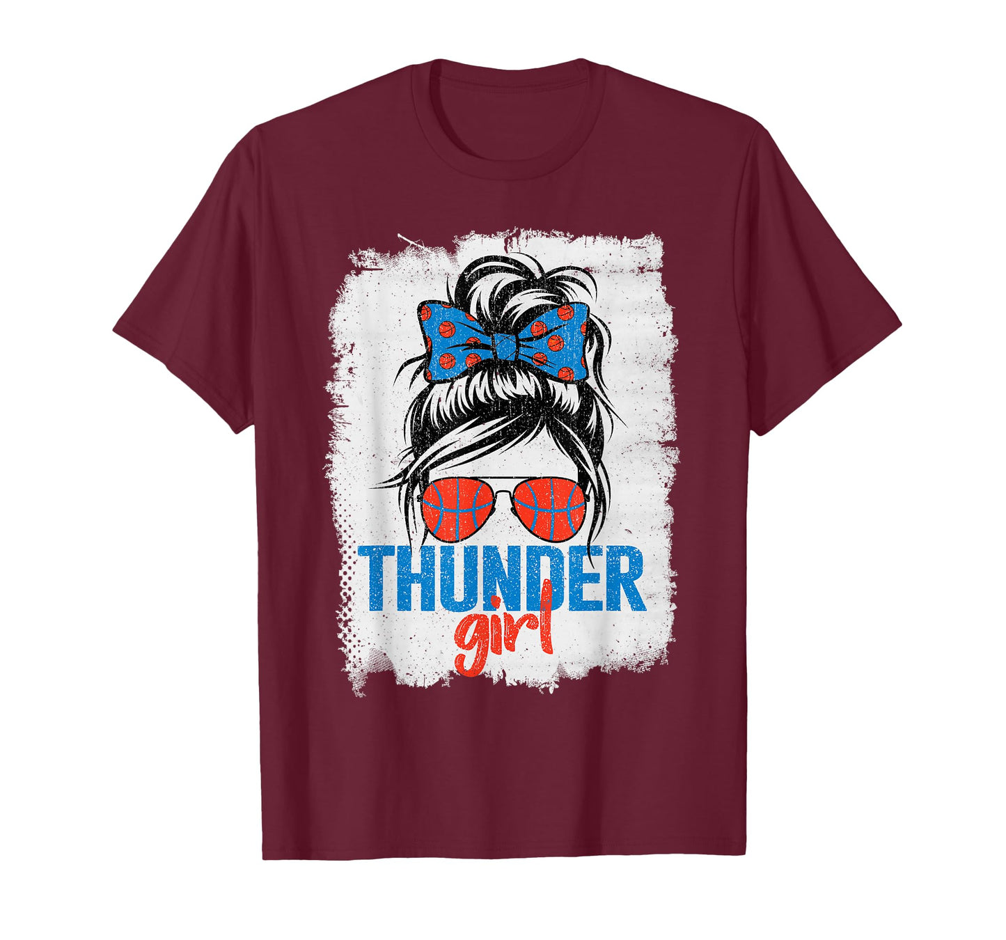 Vintage Thunder Girl Messy Bun Retro Sports Fan Team Spirit T-Shirt