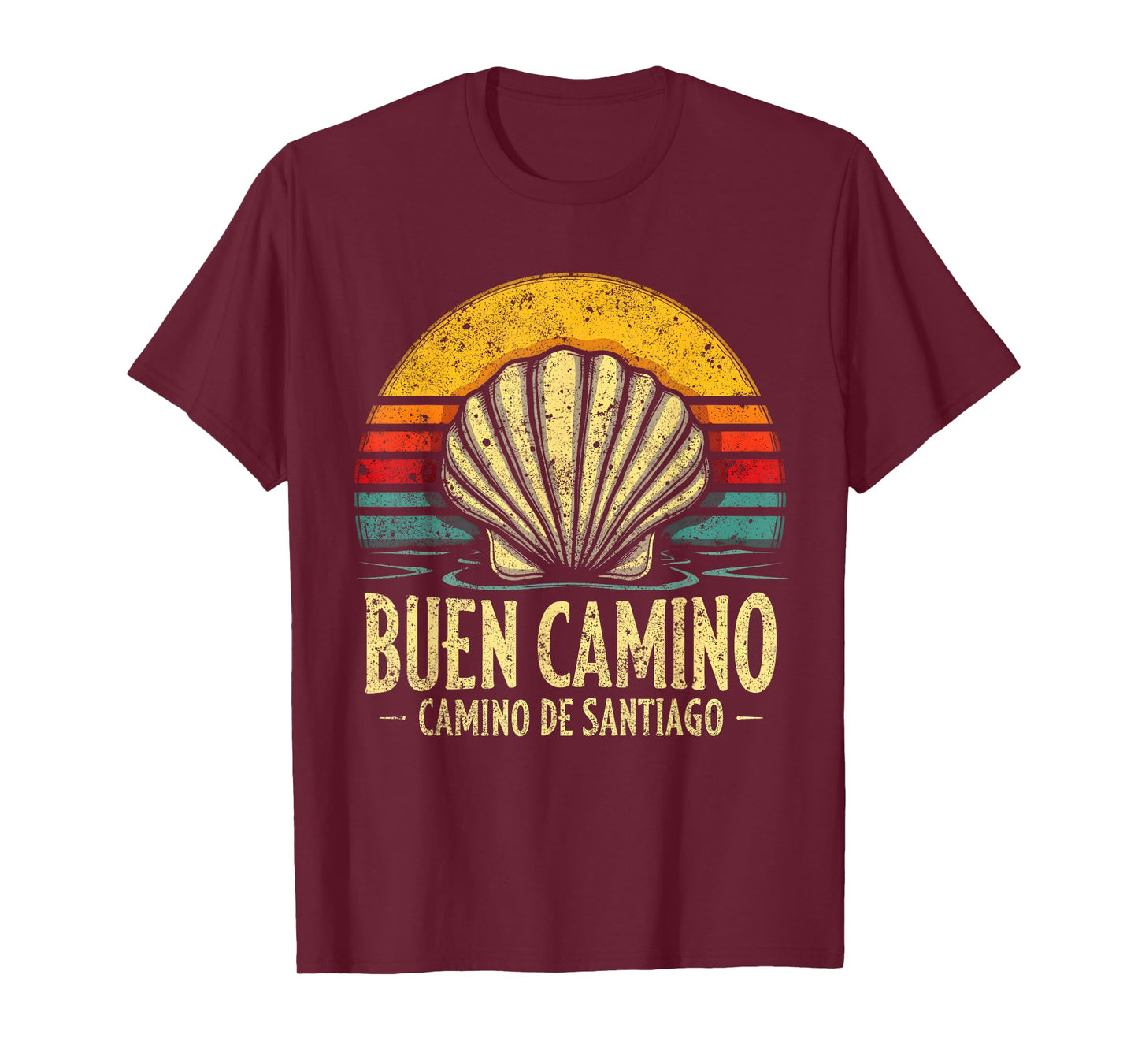 Womens Buen Camino Shell Vintage Santiago Pilgrim Hike Spain T-Shirt