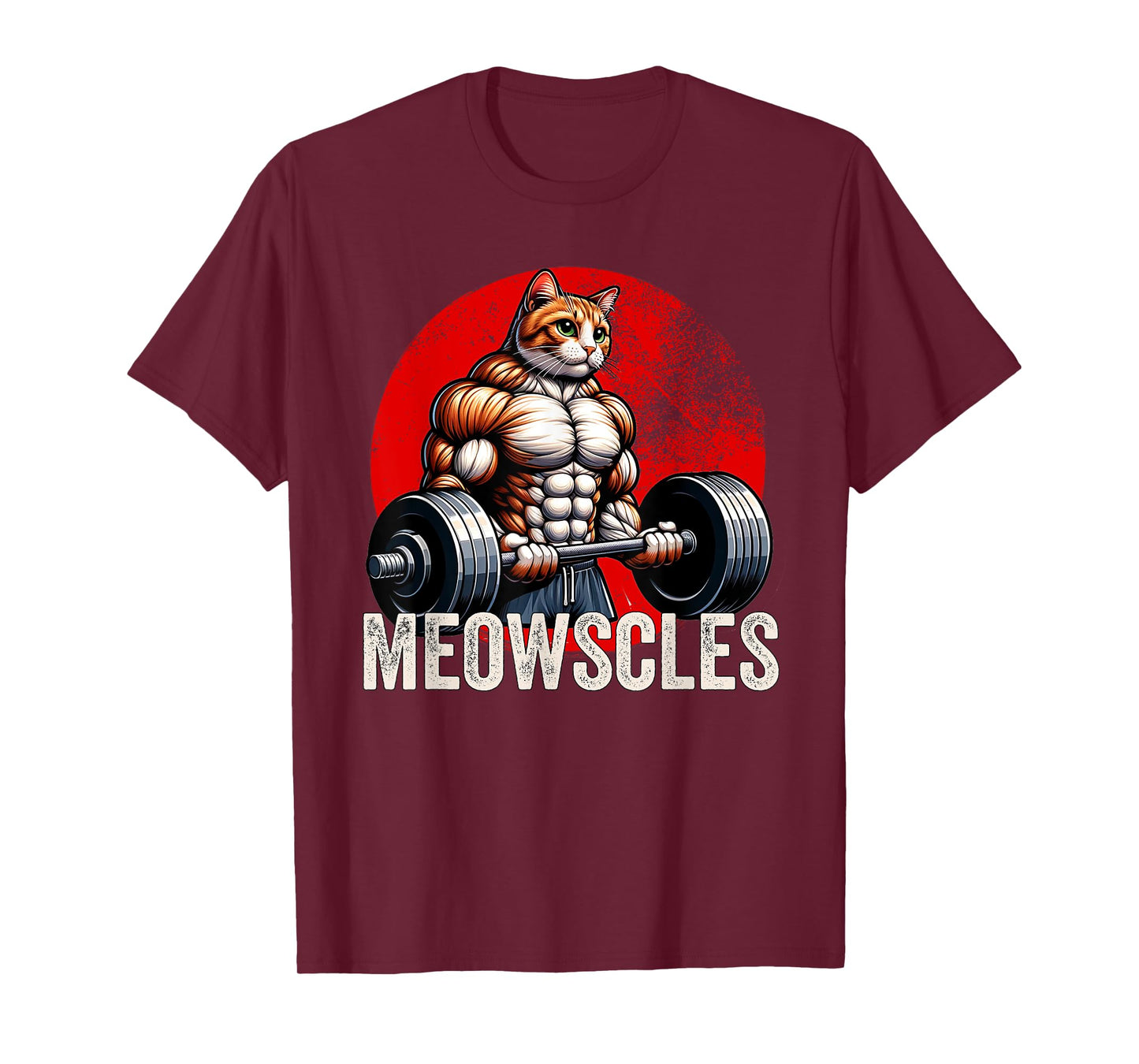 Funny Cat Meowscles Gym Weightlifting Cats Lovers Men Boys T-Shirt