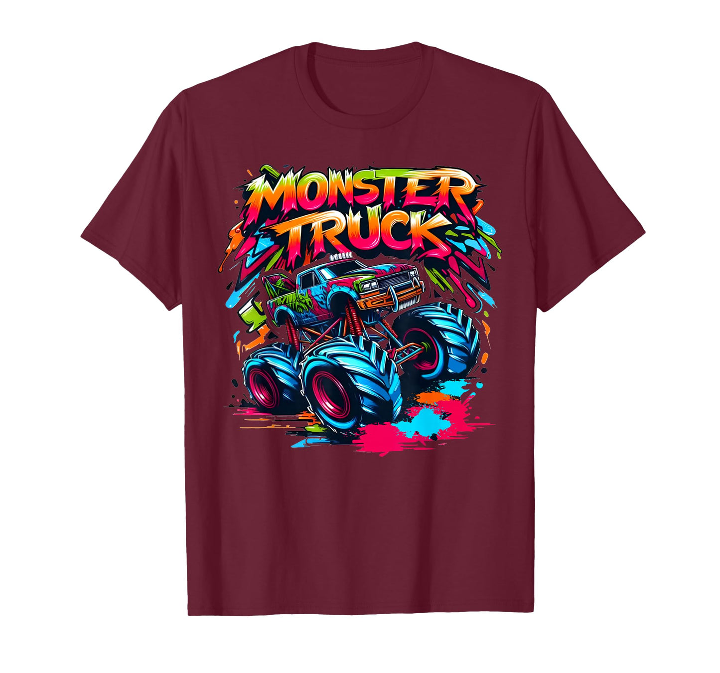 Monster Truck Retro Colorful Graffiti Toddlers Youth Adults T-Shirt