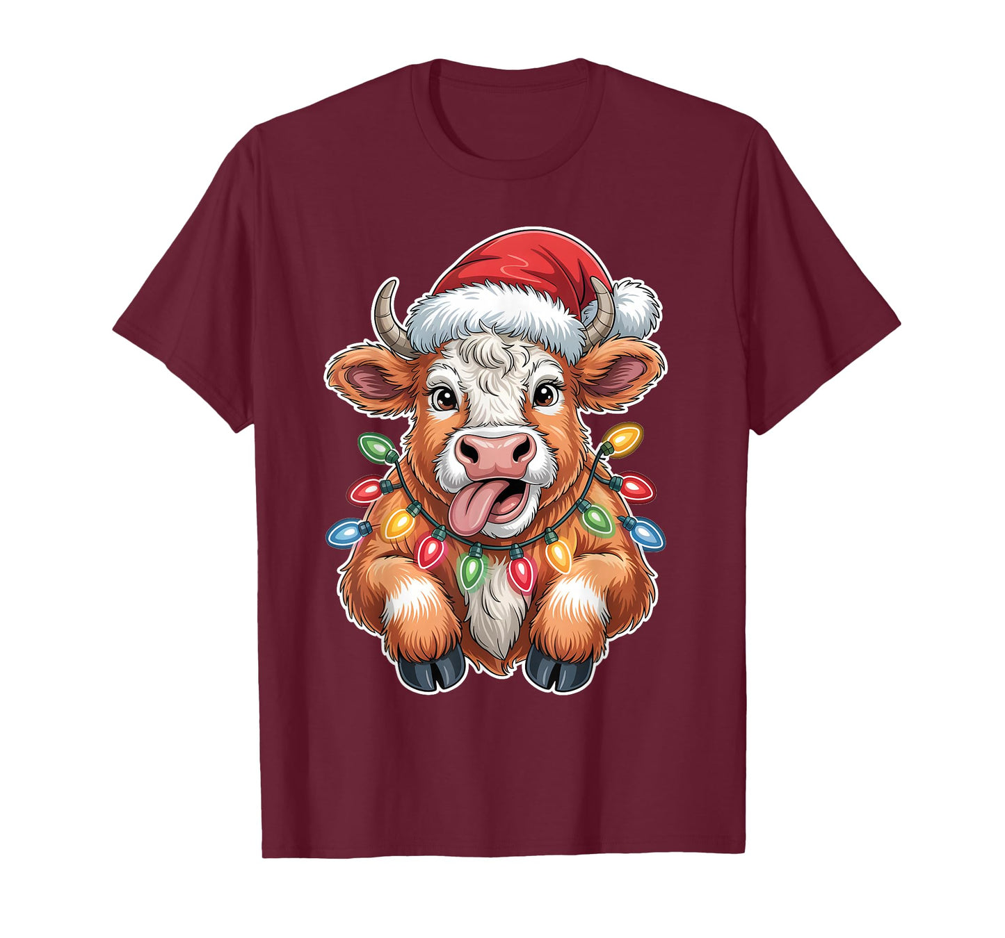 Cute Cow Calf Christmas Santa Hat Holiday Mooey Cows T-Shirt