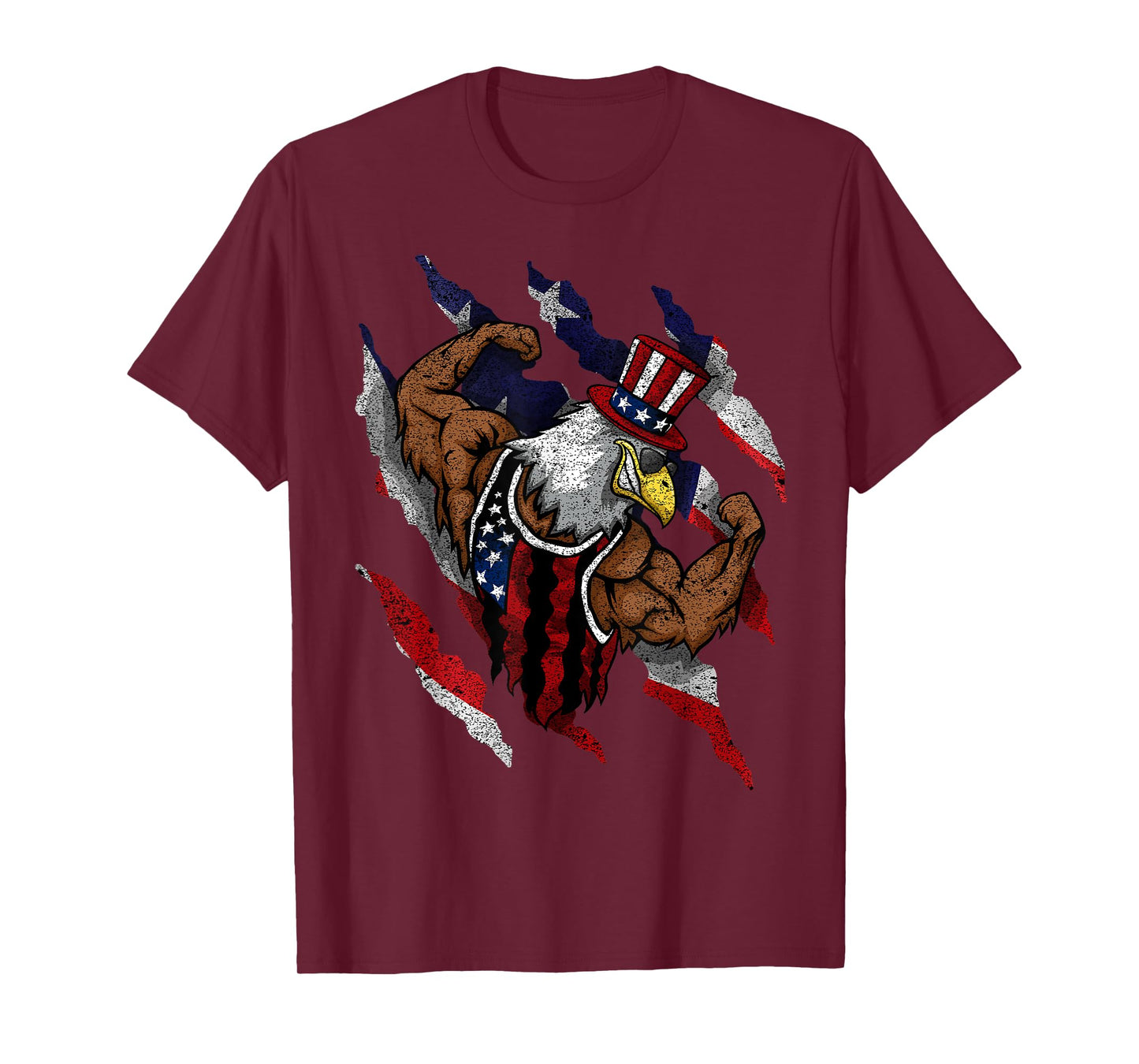 American Flag Muscular Bald Eagle Bike Flexing Uncle Sam T-Shirt for Women Kids Men