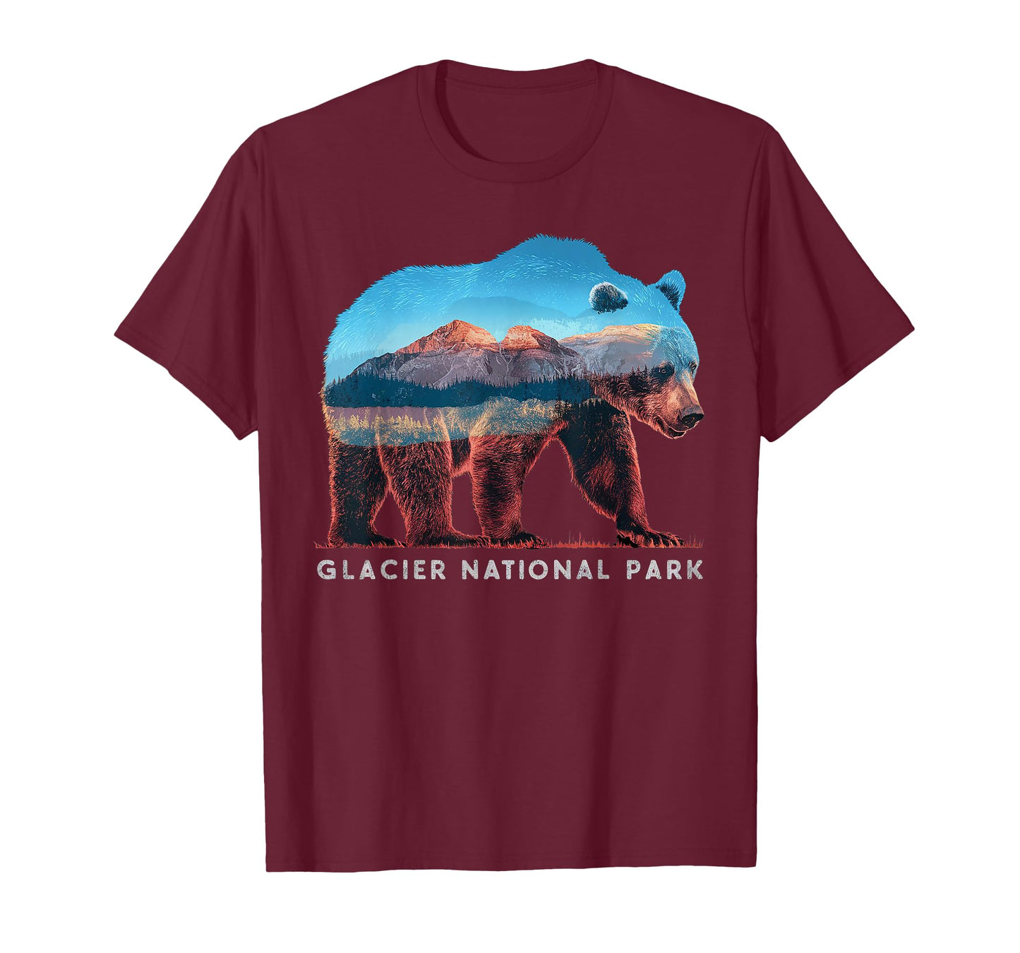 Retro Distressed Glacier Bear Glacier National Park Souvenir T-Shirt