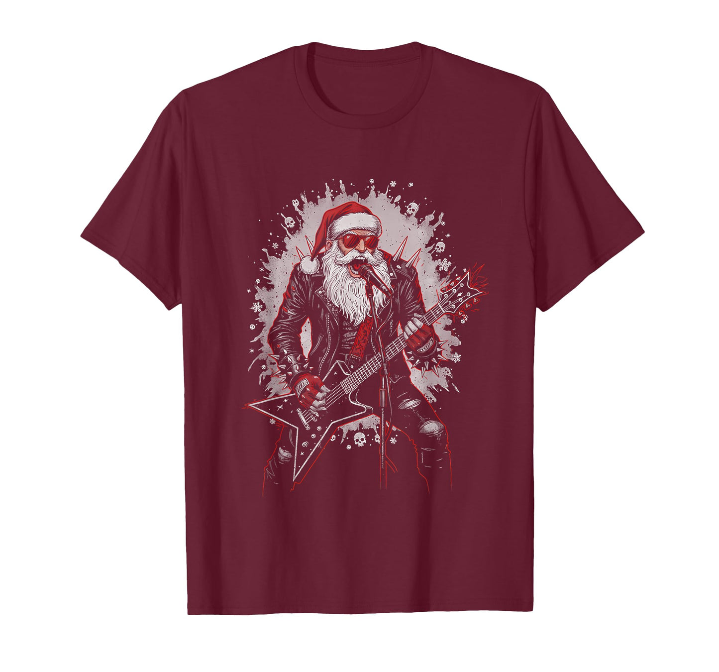 Santa Claus Playing Guitar, Funny Cool Christmas, Music Xmas T-Shirt