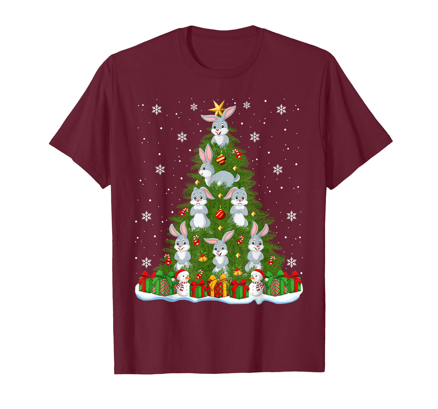Cute Rabbit Bunny Christmas Tree Holiday Decor Xmas Lights T-Shirt