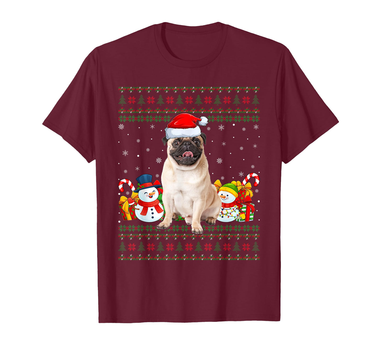 Pug Dogs Ugly Christmas Sweaters Funny Pet Dog Lover Xmas T-Shirt
