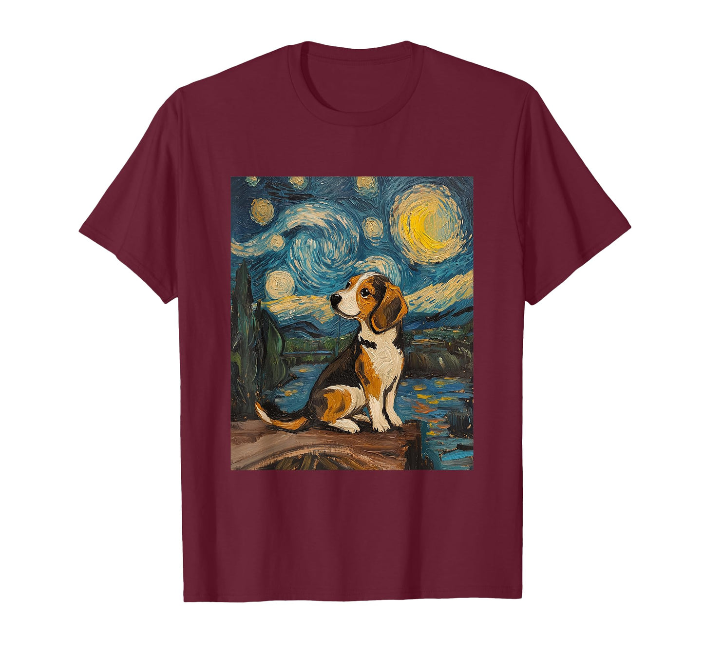 Beagle Dog - Van Gogh Style - Starry Night Graphic T-Shirt