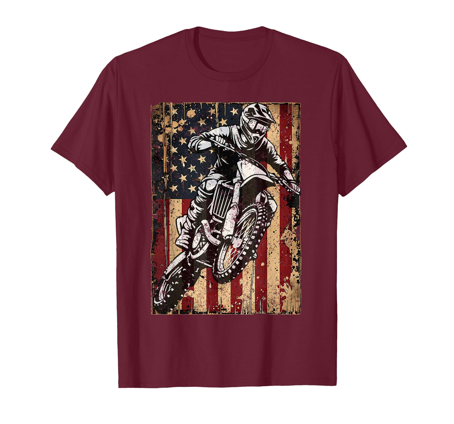 Dirt Bike USA Flag Vintage Motocross Riders Freestyle T-Shirt