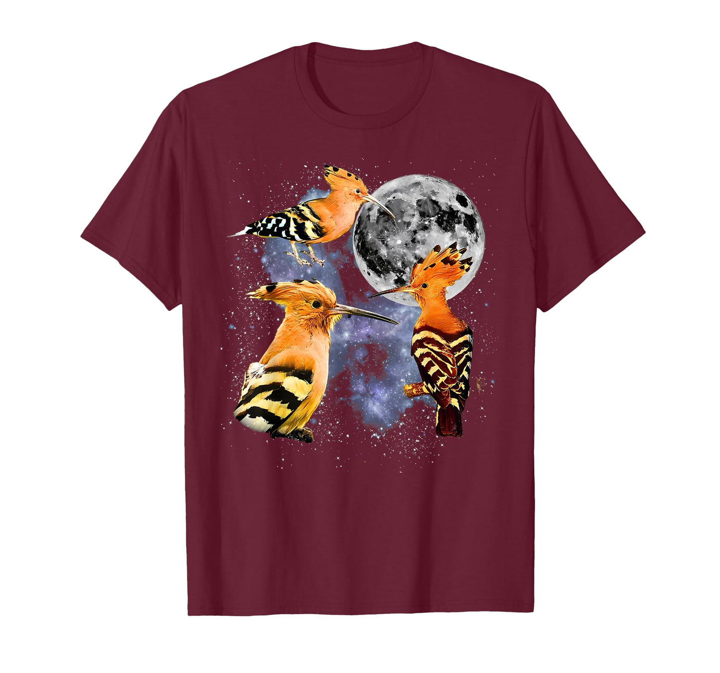 Vintage Three Hoopoe Howling at The Moon Wildlife Animal T-Shirt