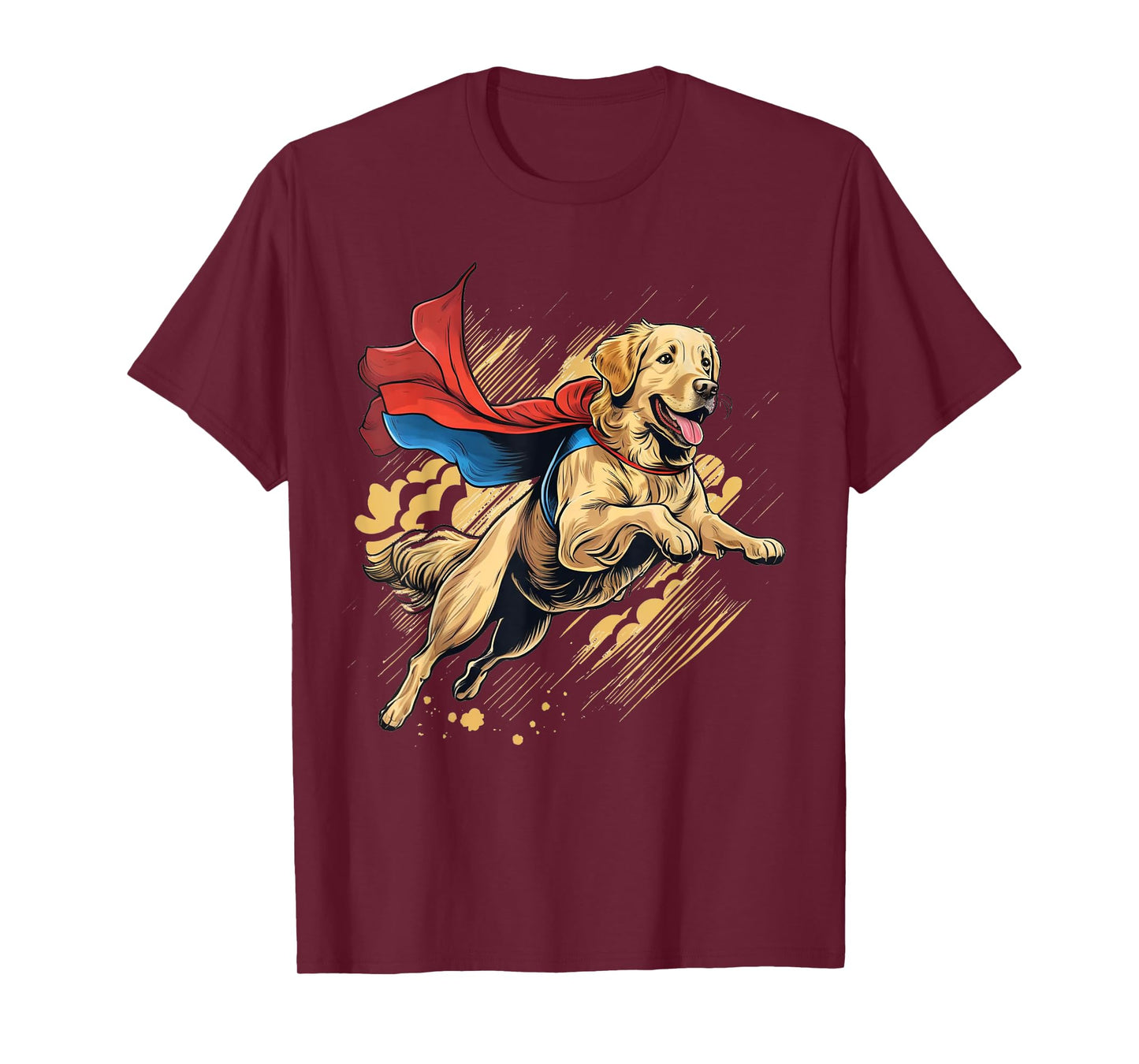 Superhero Golden Retriever Red Cape Super Hero Dog T-Shirt