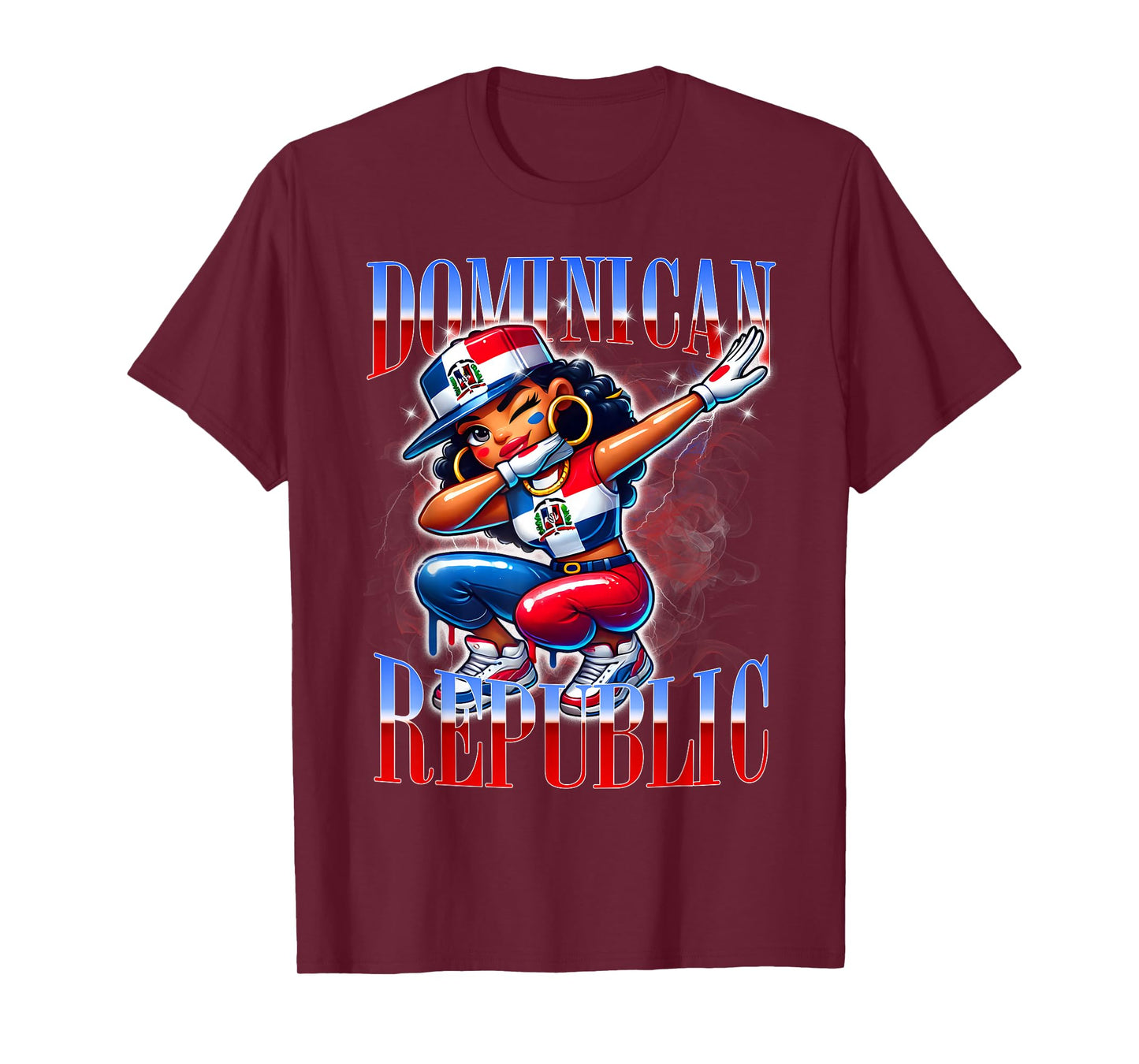 Dominican Republic Flag Dab Urban Streetwear Design T-Shirt