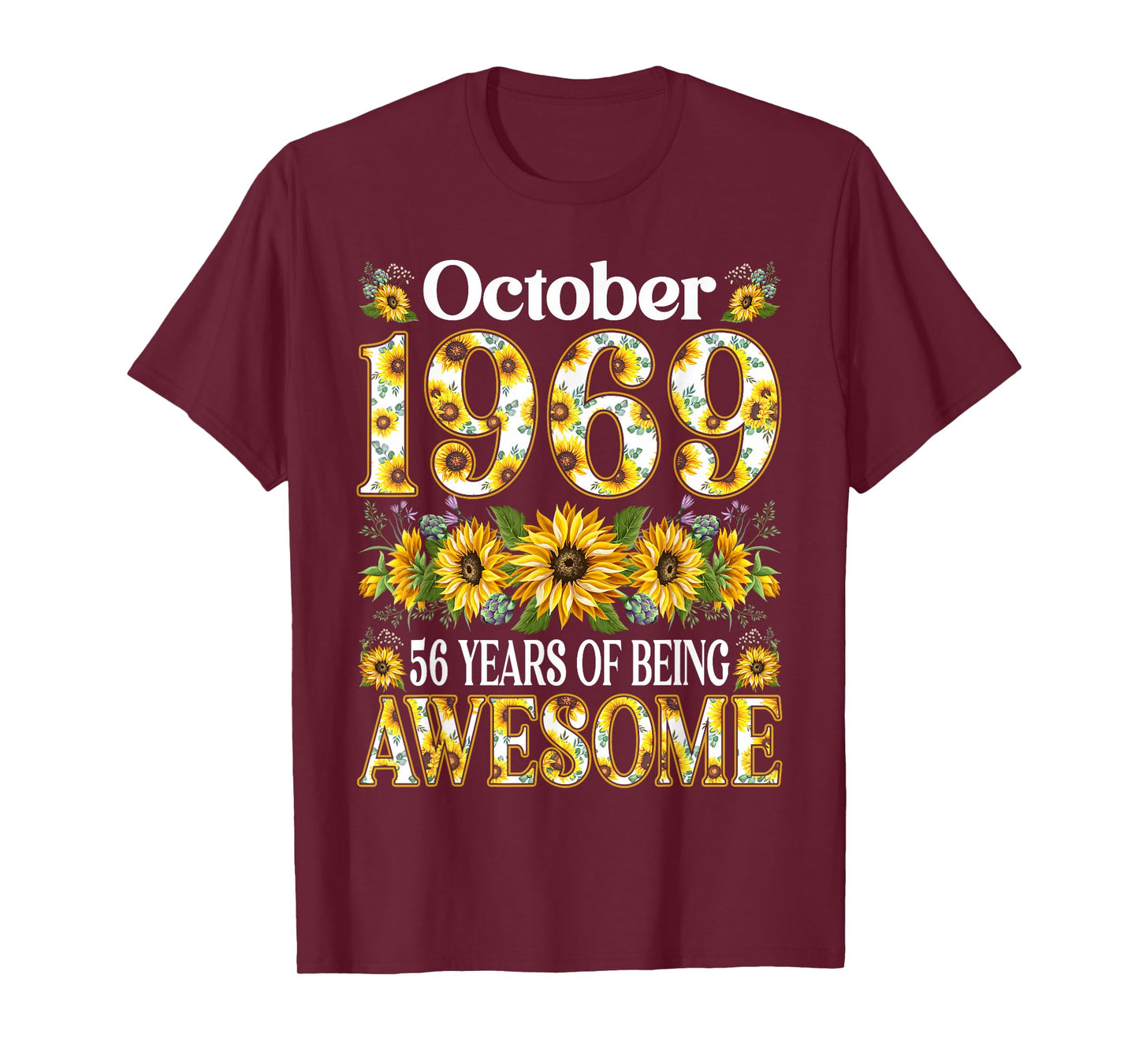 56 Year Old Sunflower October 1969 56th Birthday Gifts Women T-Shirt