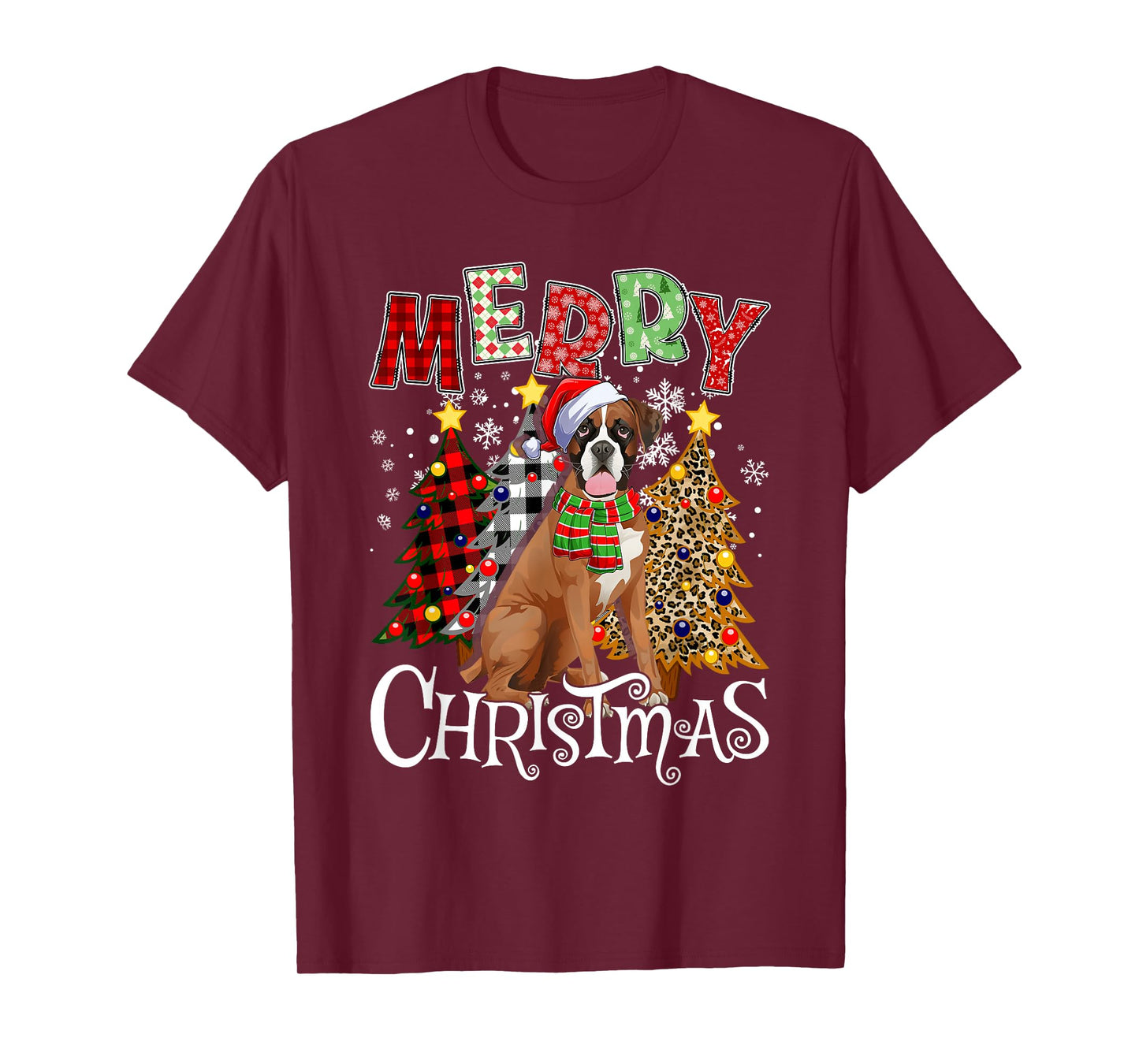 Funny Christmas Santa Hat Lights Pajama Dog Lover Men Women T-Shirt
