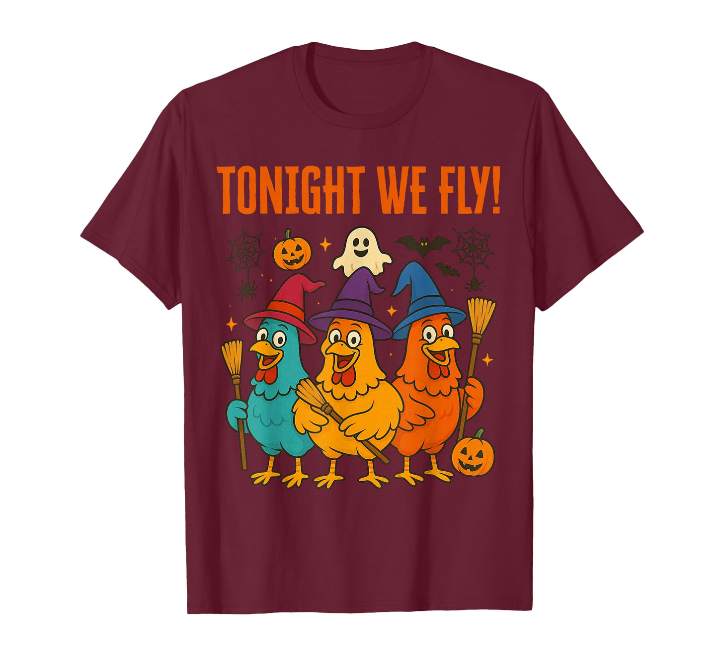 Tonight We Fly Funny Witch Chicken Halloween Costume T-Shirt