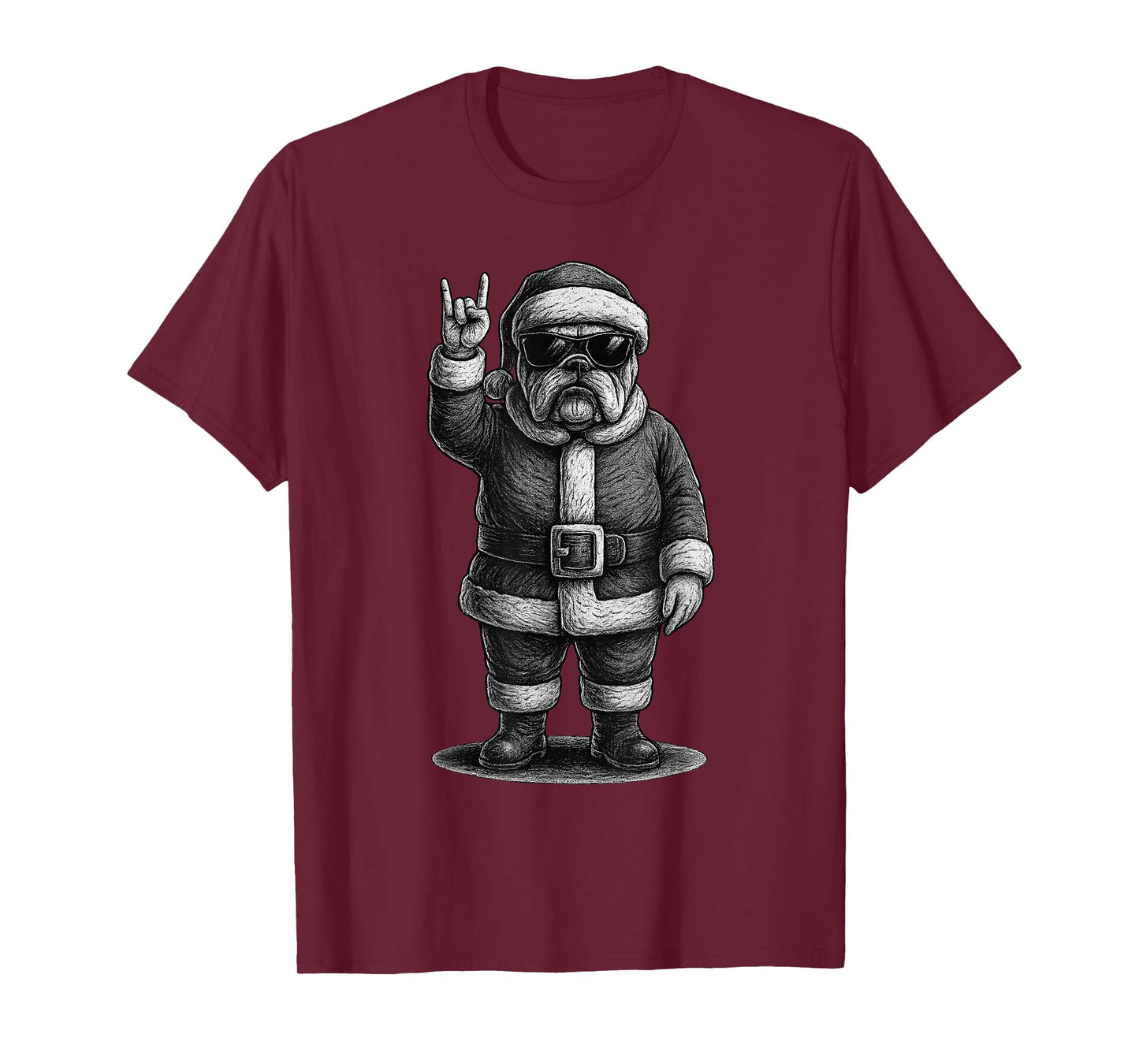 English Bulldog Rock Music Christmas Dog Lover T-Shirt