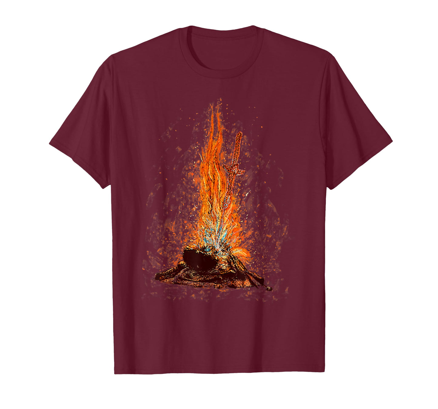 Retro Basic Bonfire Of Souls Funny Flame Sword T-Shirt