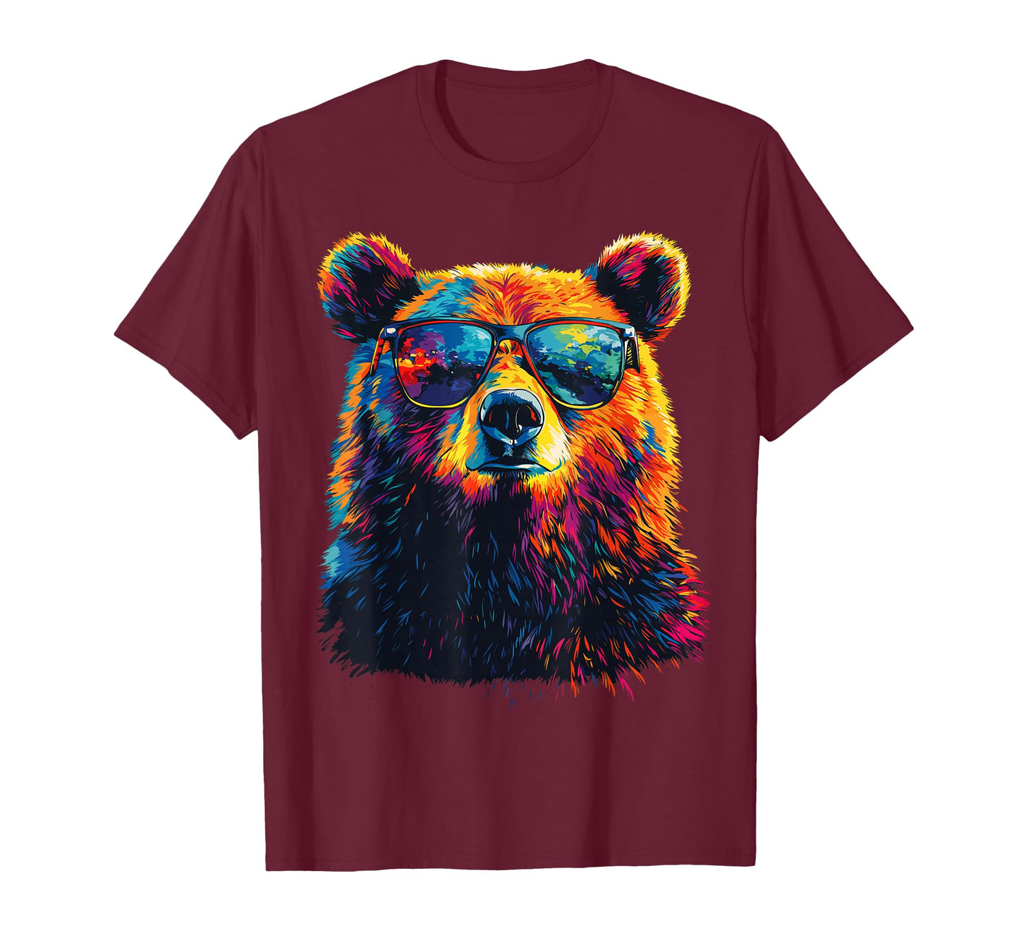 Bear Wearing Sunglasses Wildlife Graphic Colorful Bear T-Shirt