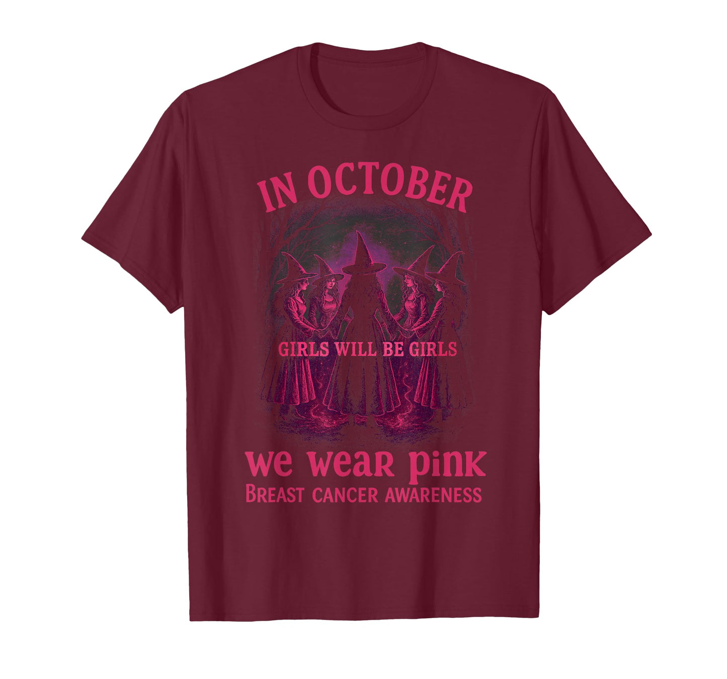 in October We Wear Pink Witches – Breast Cancer Awareness T-Shirt