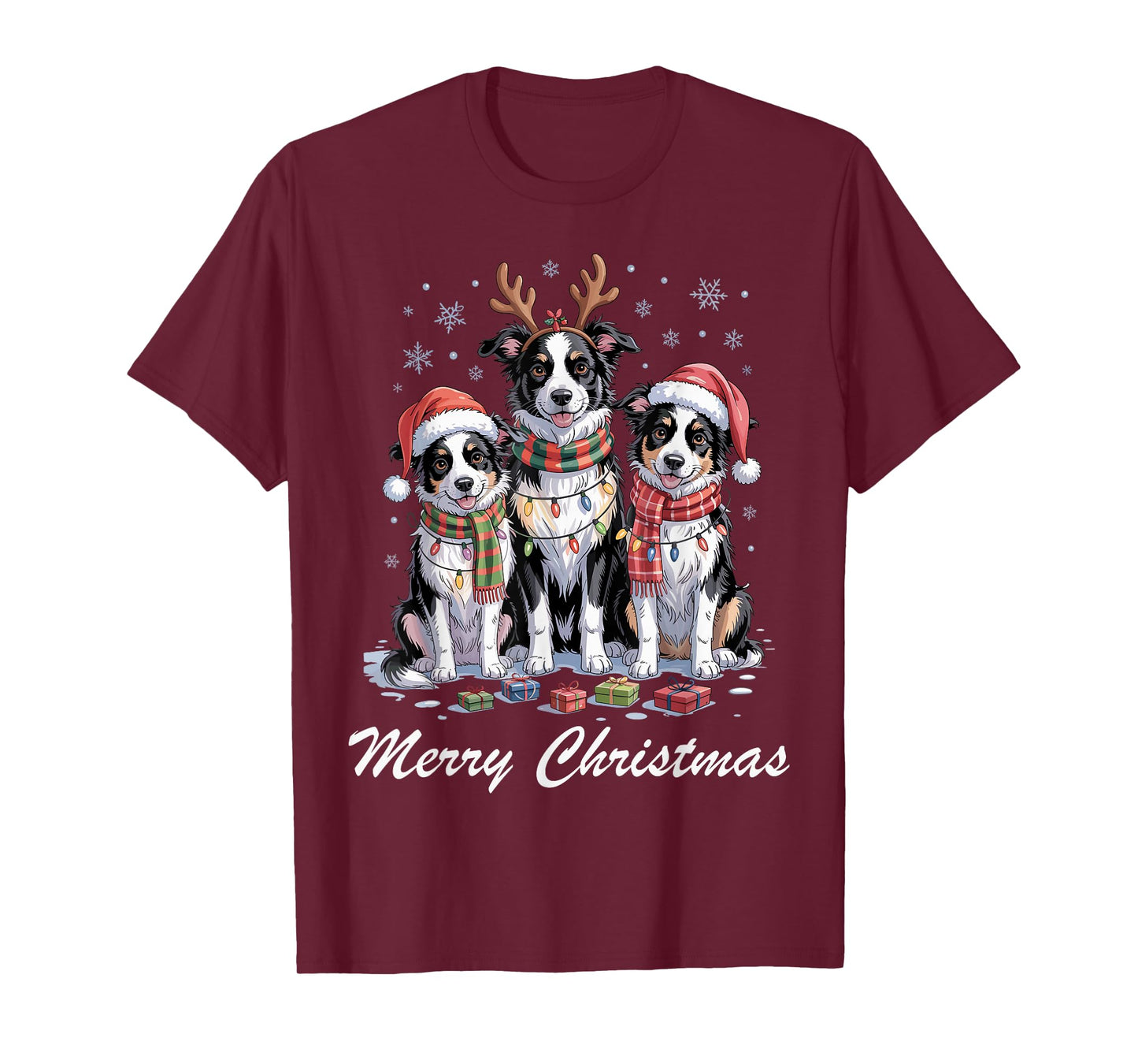 Border Collie Merry Christmas Funny Dog Lover Holiday Pajama T-Shirt