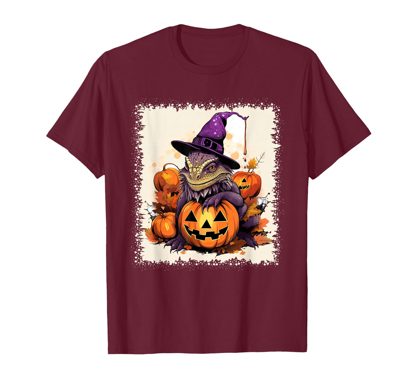 Bearded Dragon Witch Hat Pumpkin Halloween Kids Men Women T-Shirt