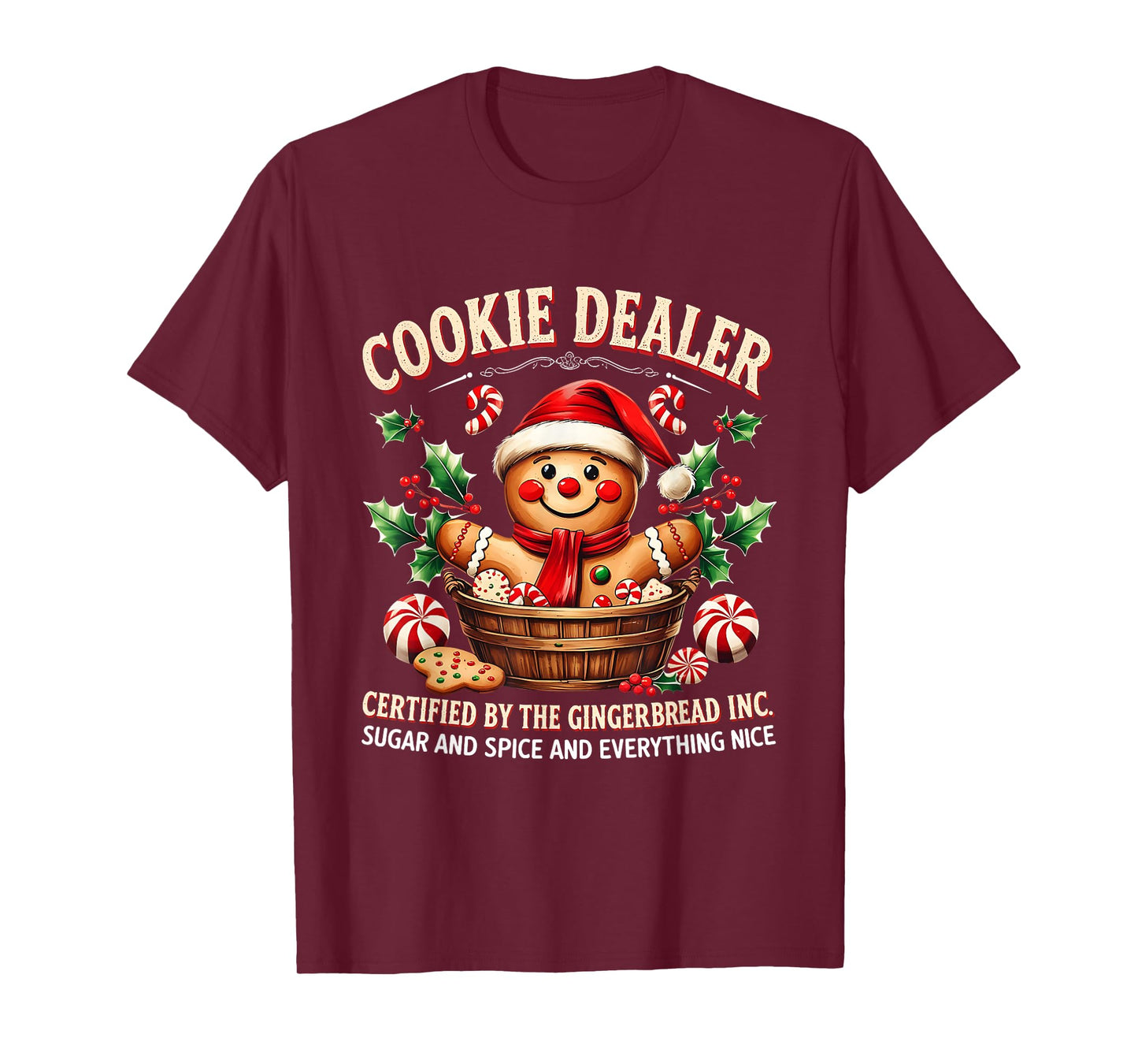 Vintage Gingerbread Bakery Christmas Cookie Dealer Holiday T-Shirt