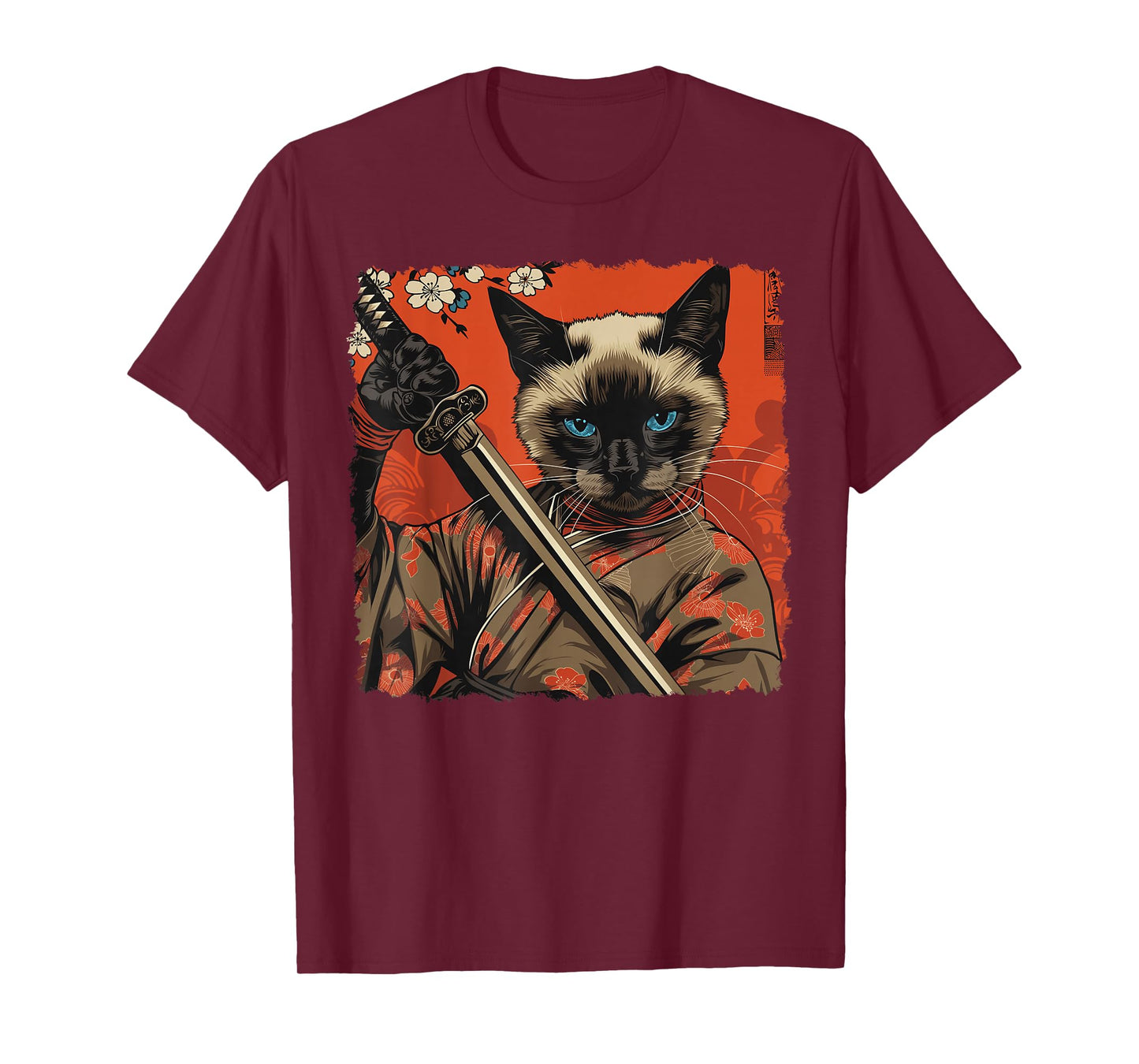 Siamese Cat Japanese Art Samurai Ukiyo-e Vintage T-Shirt
