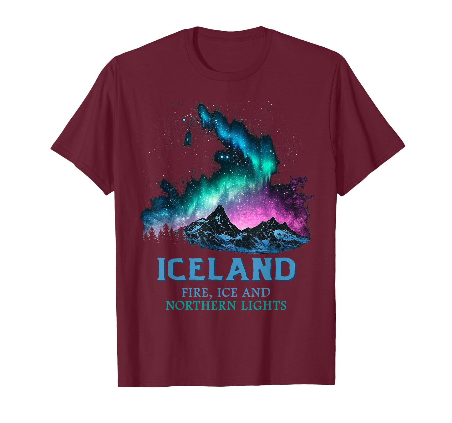Iceland - Fire Ice Northern Lights Aurora Borealis T-Shirt