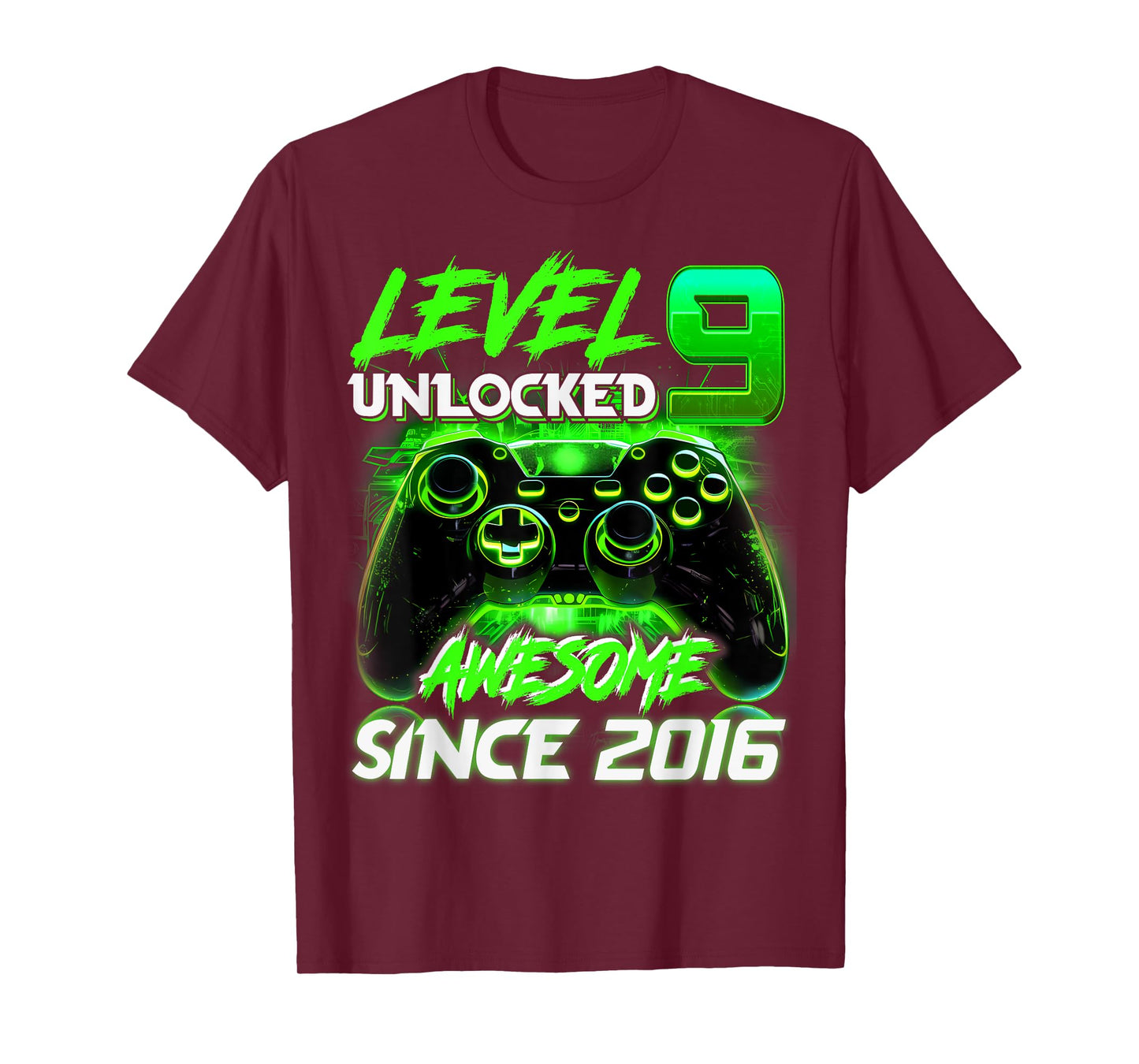Cool Level 9 Unlocked Awesome Since 2016 9th Birthday Gaming T-Shirt