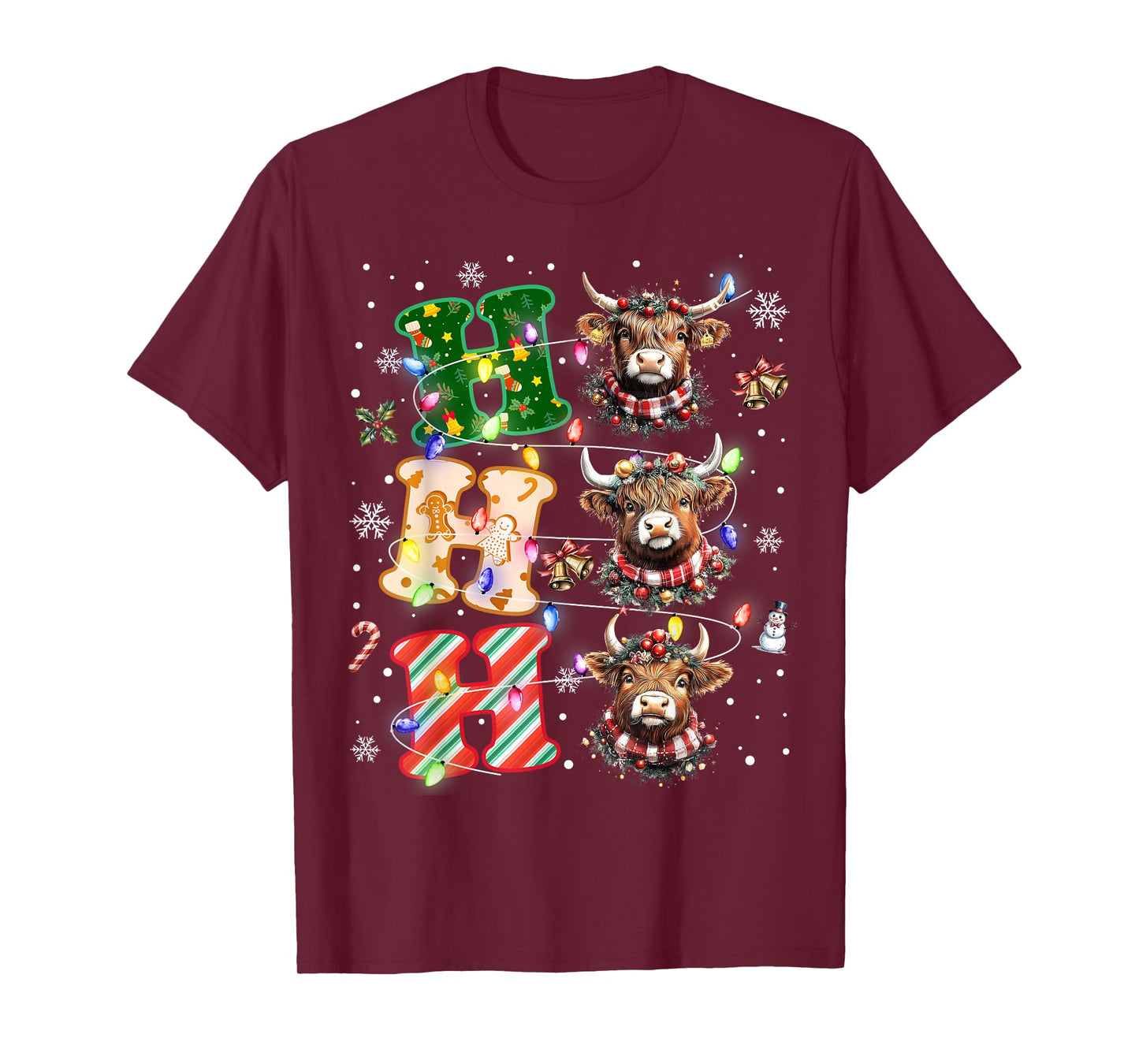 Ho Ho Ho Christmas Holiday Outfits Mooey Little Cow Xmas T-Shirt