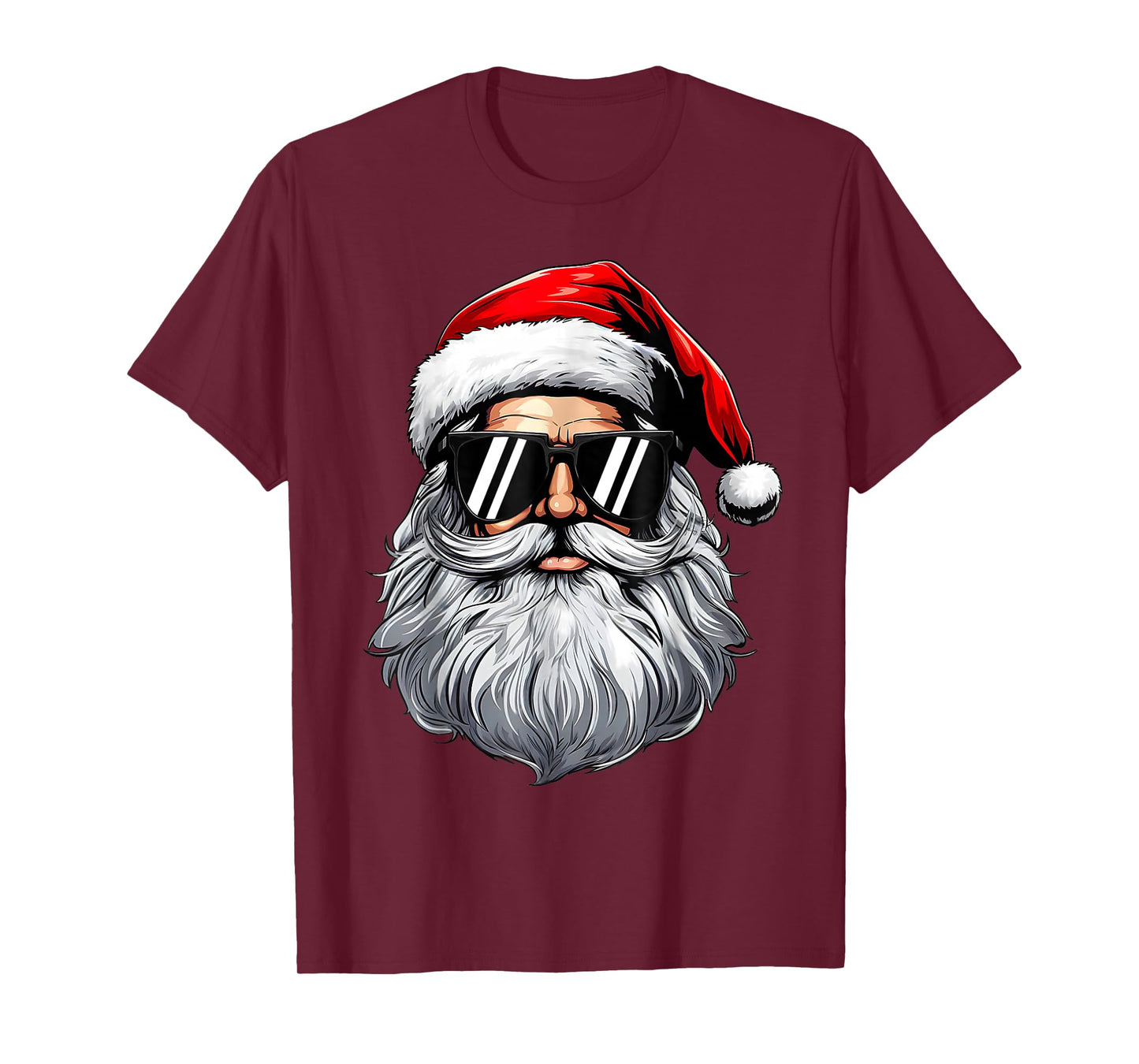 Santa Face Retro Sunglasses Christmas Tees for Mens Boys T-Shirt