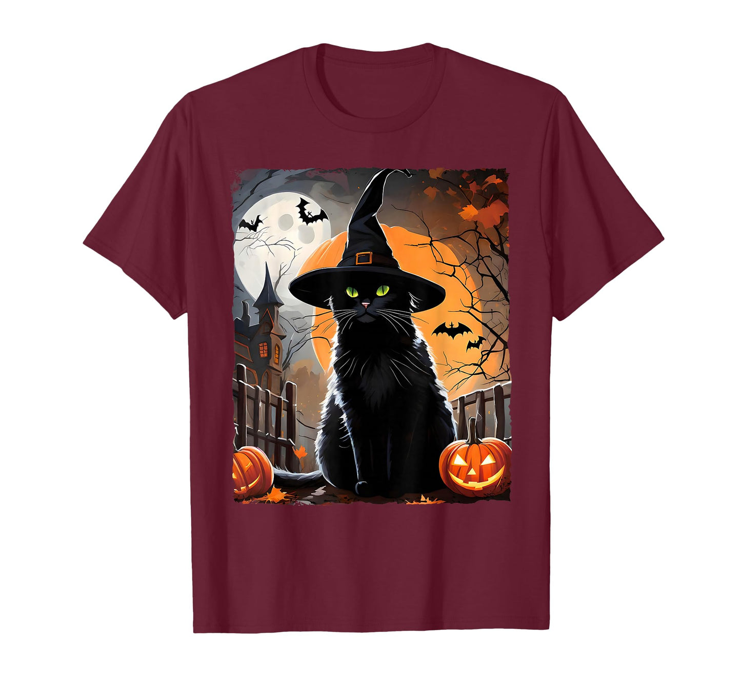 Retro Cute Black Cat Funny Halloween Pumpkin Men Women Kids T-Shirt