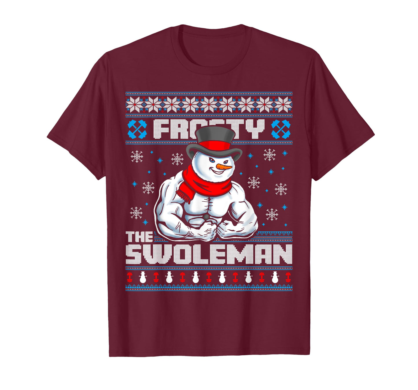 Frosty Swoleman Funny Christmas Workout Gym Weight Lifting T-Shirt