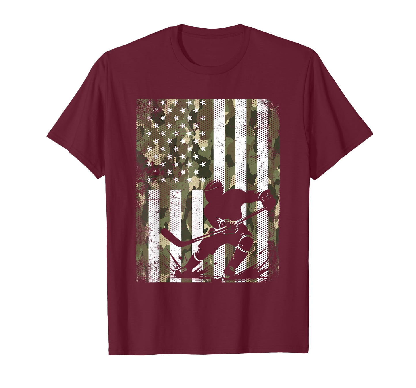 Ice Hockey Camouflage USA Flag Hockey Player Hockey Lover T-Shirt