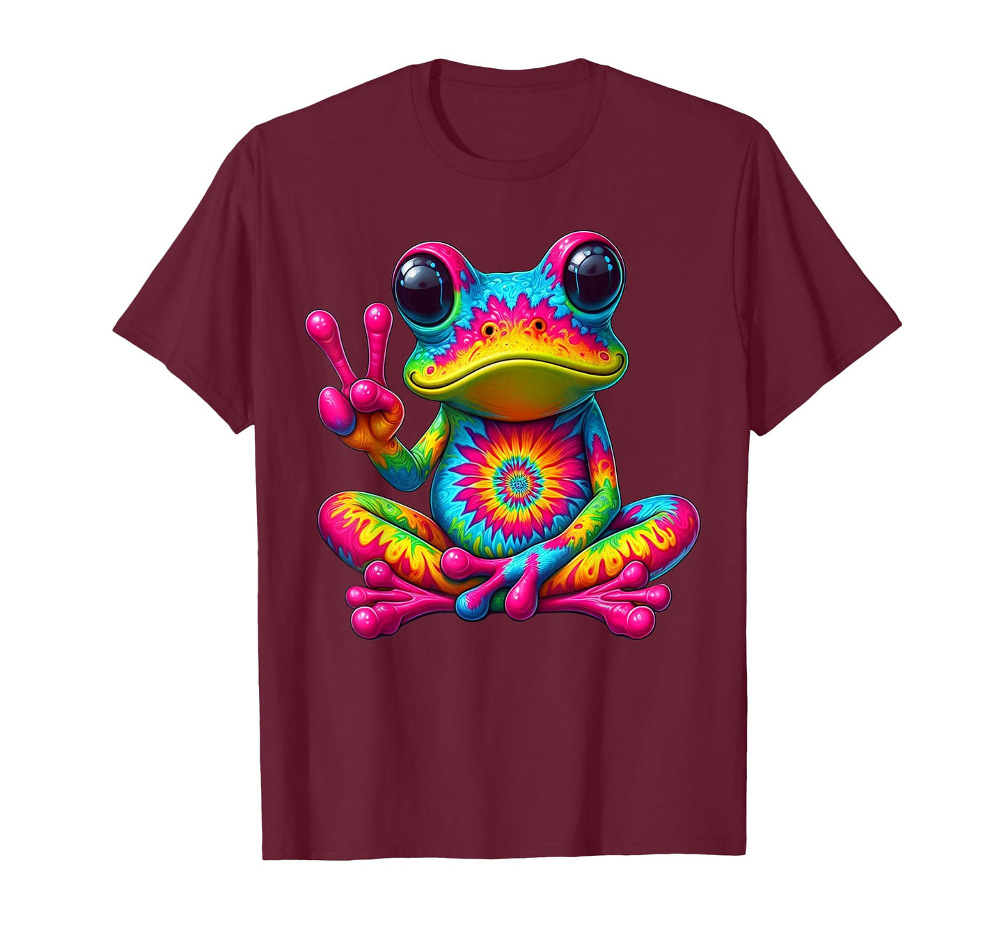 Cute Frog Tie-Dye Frog Peace Sign Hippie T-Shirt