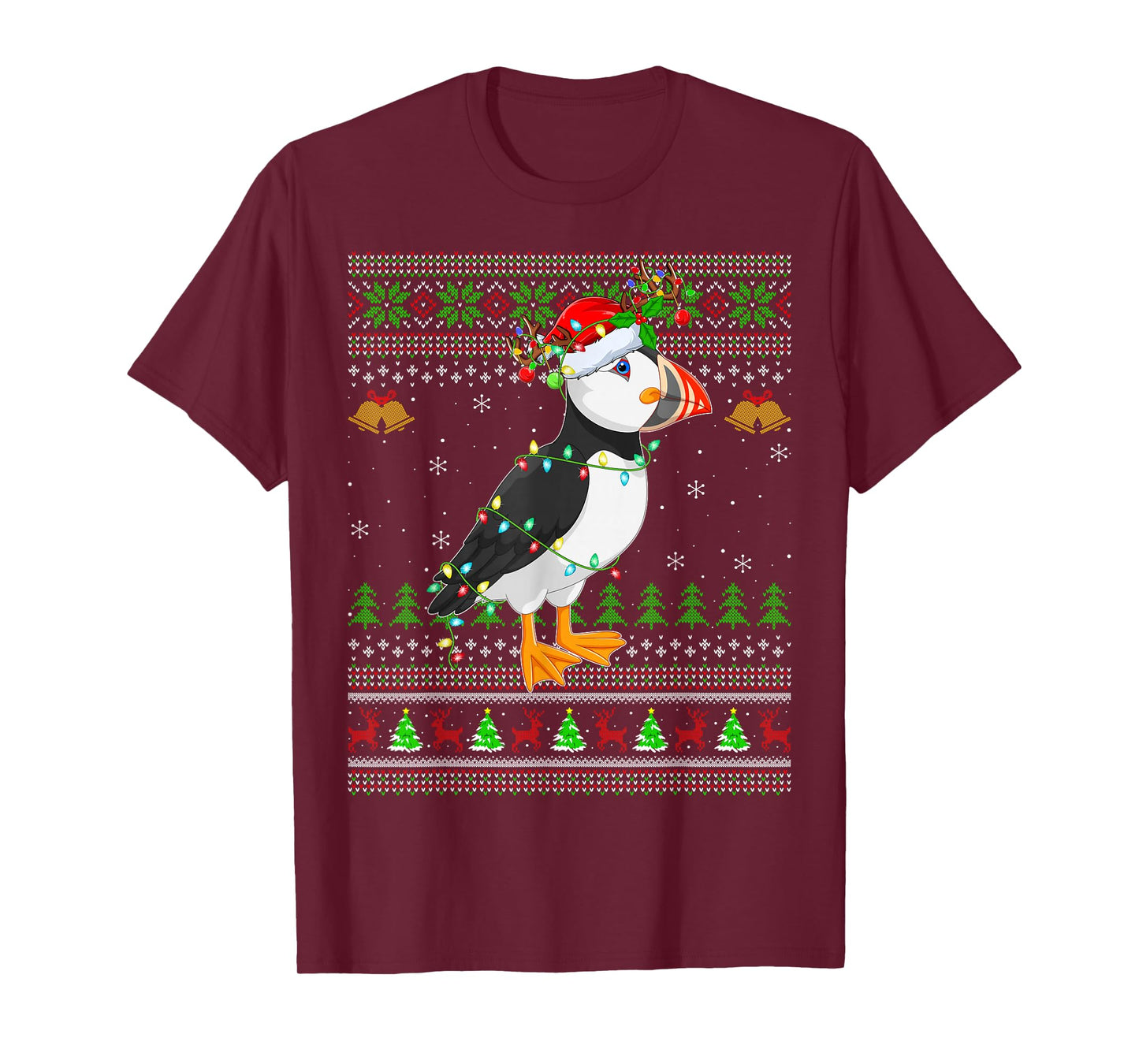 Puffin Bird Ugly Christmas Sweaters Holiday Santa Cute Xmas T-Shirt
