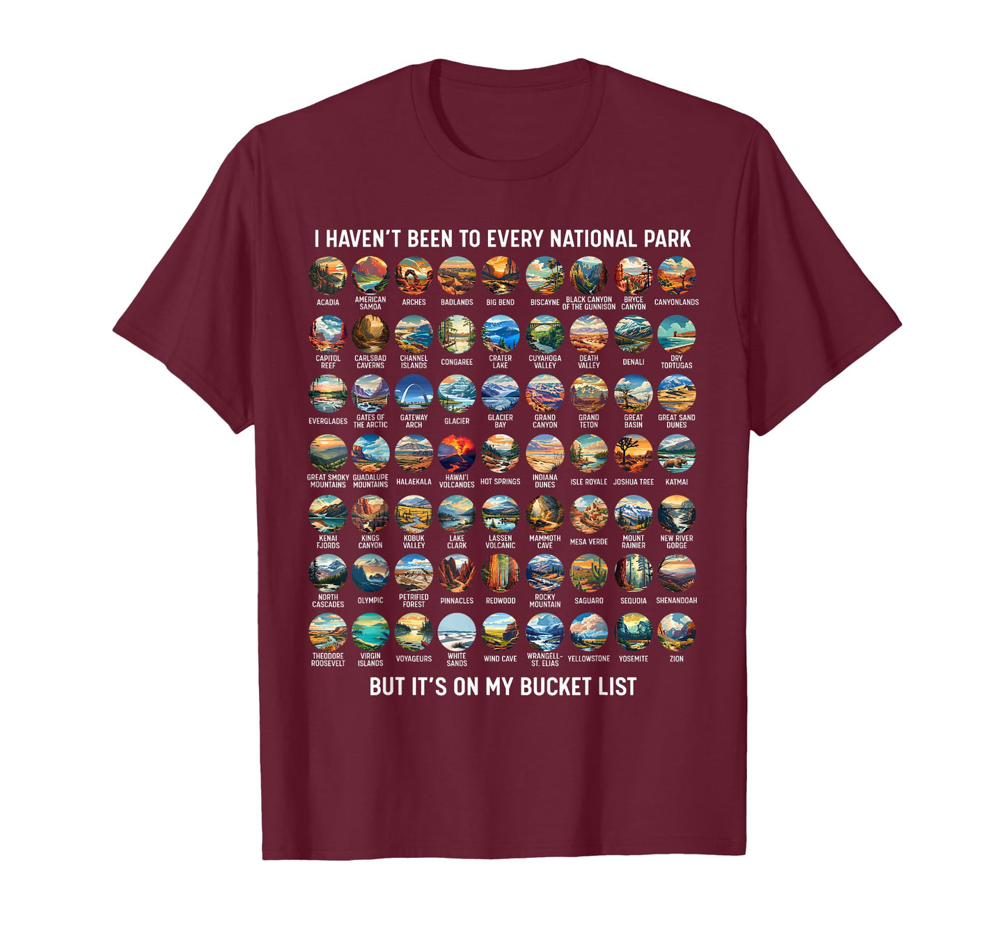 All US National Park Checklist Bucket List Of National Parks T-Shirt