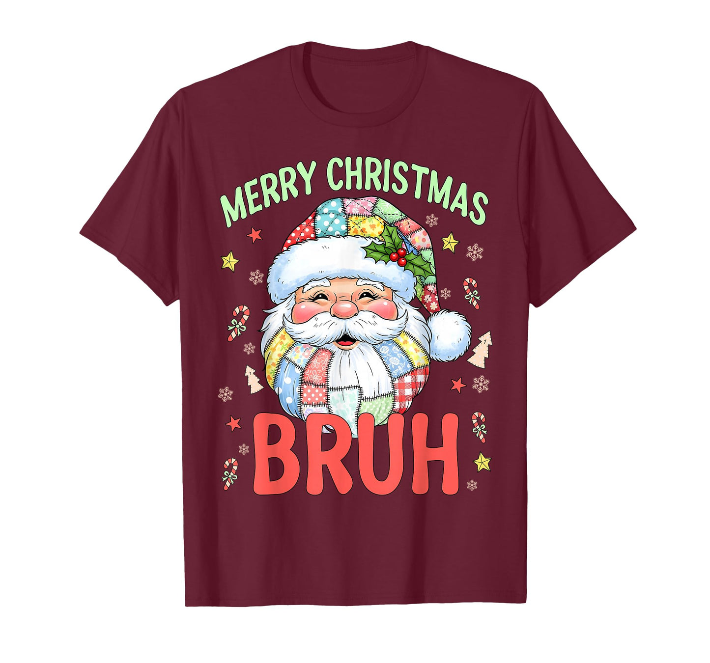 Merry Christmas Bruh Funny Santa Claus Retro Men Women Kids T-Shirt