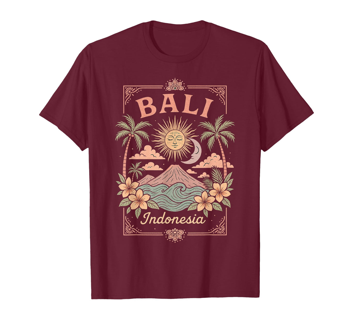 Bali Indonesia Vintage Art Tropical Boho Bali Women T-Shirt