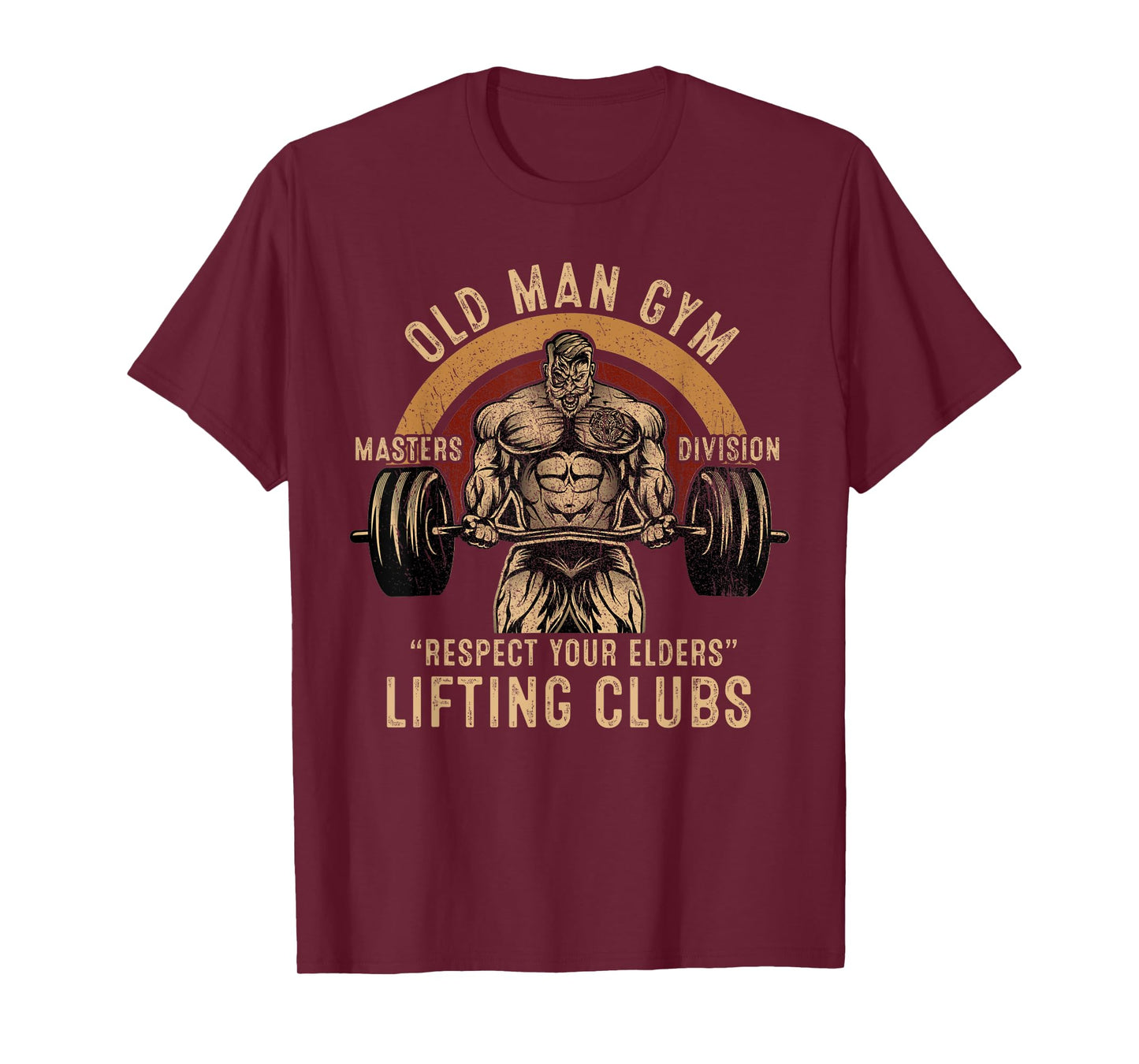 Old Man Gym Respect Your Elders Lifting Clubs Weightlifting T-Shirt