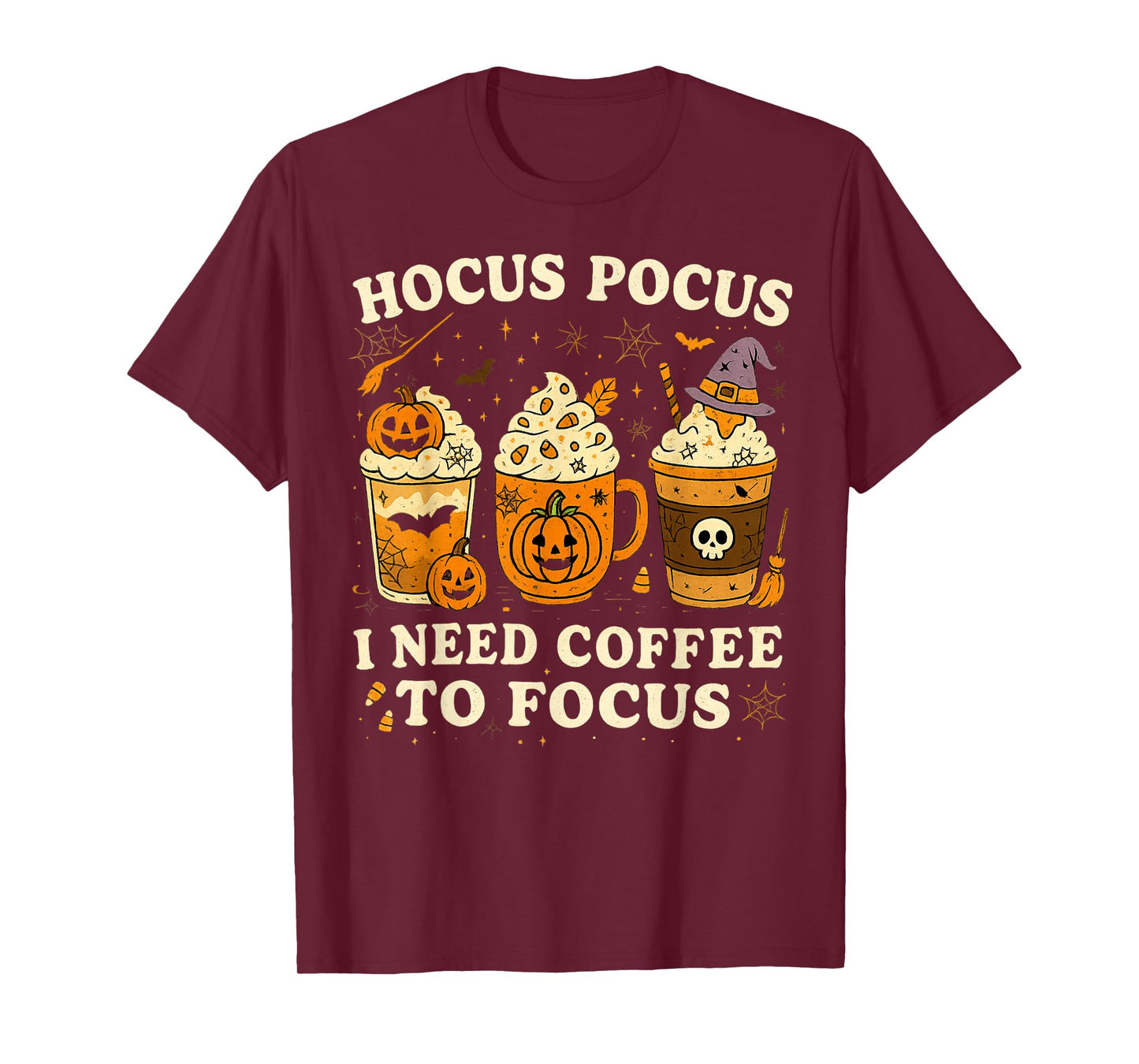 Spooky Halloween Coffee Lover Witch Caffeine Addict Funny T-Shirt