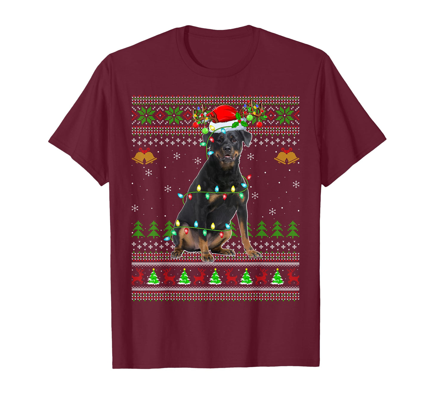 Rottweiler Dog Ugly Christmas Sweaters Holiday Santa Xmas T-Shirt