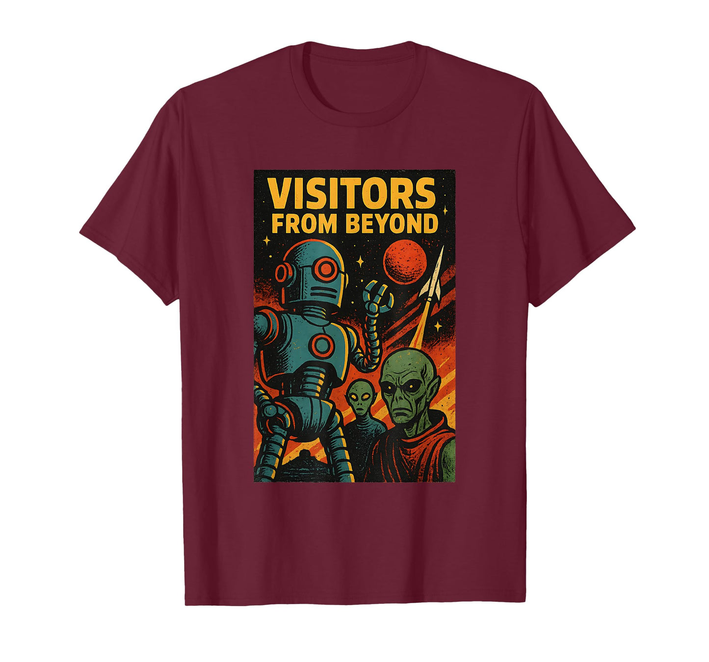 Vintage Sci-Fi Alien Robot Movie Poster Visitors From Beyond T-Shirt
