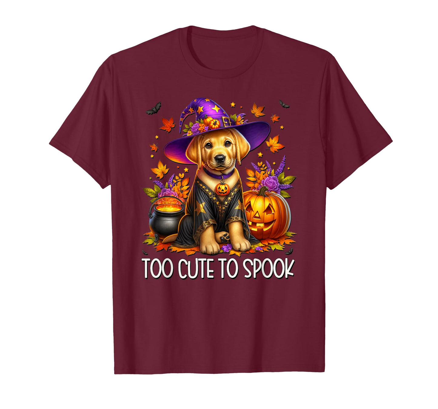 Cute Halloween Golden Retriever Puppy is Too Cute to Spook T-Shirt