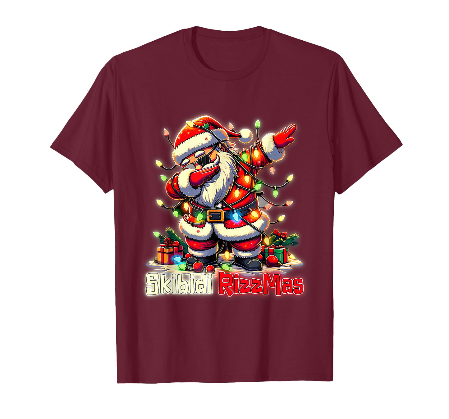 Funny Rizz Santa Claus Dabbing Christmas Skibidi Rizzmas T-Shirt