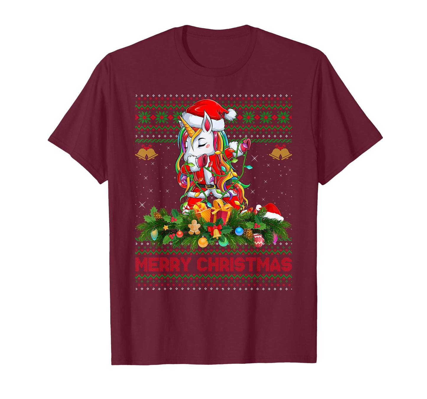 Dabbing Unicorn Ugly Christmas Sweaters Funny Unicorn Xmas T-Shirt