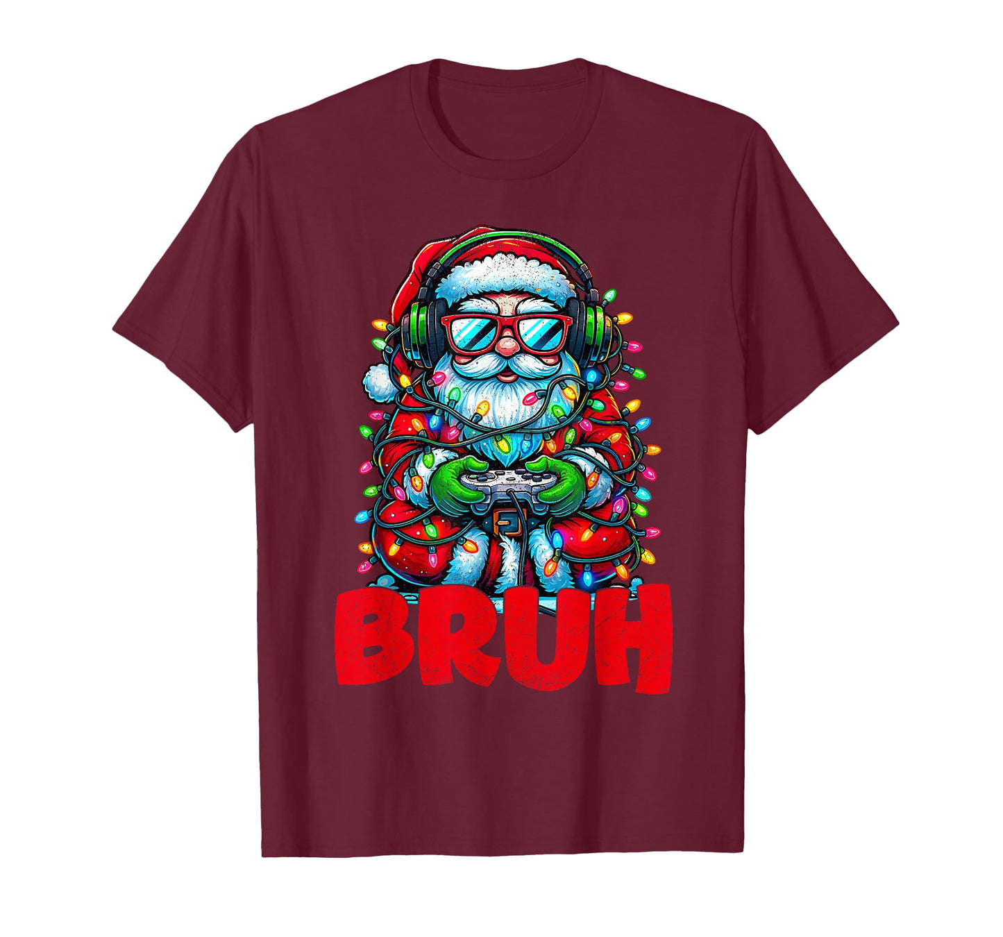 Bruh Christmas Santa Claus Gamer Video Game Xmas Pajamas T-Shirt
