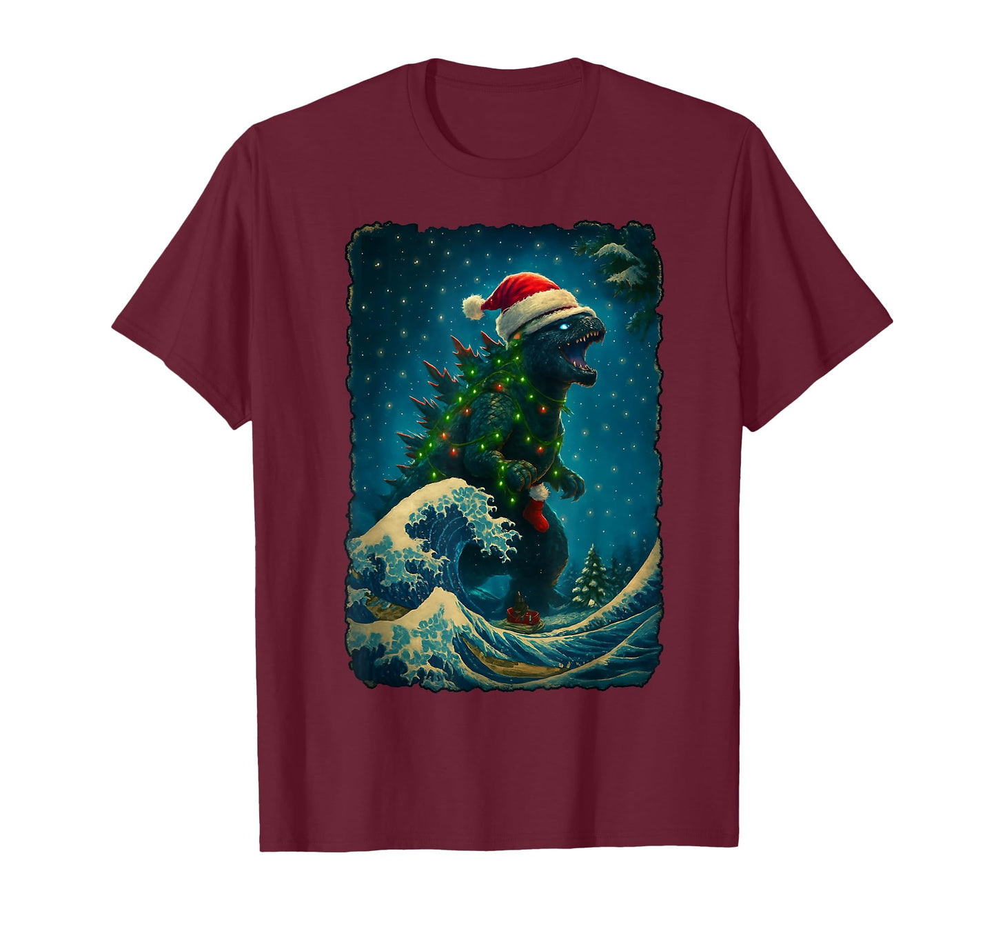Vintage Kaiju Santa Christmas Monster Xmas Men Women T-Shirt