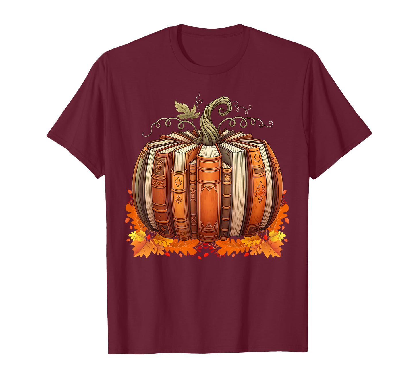 Fall Book Pumpkin Retro Reading Teacher Books Lover T-Shirt