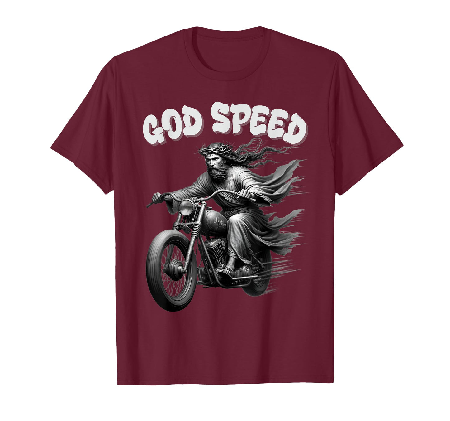 God speed Jesus on a Motorcycle Christian humour tee T-Shirt